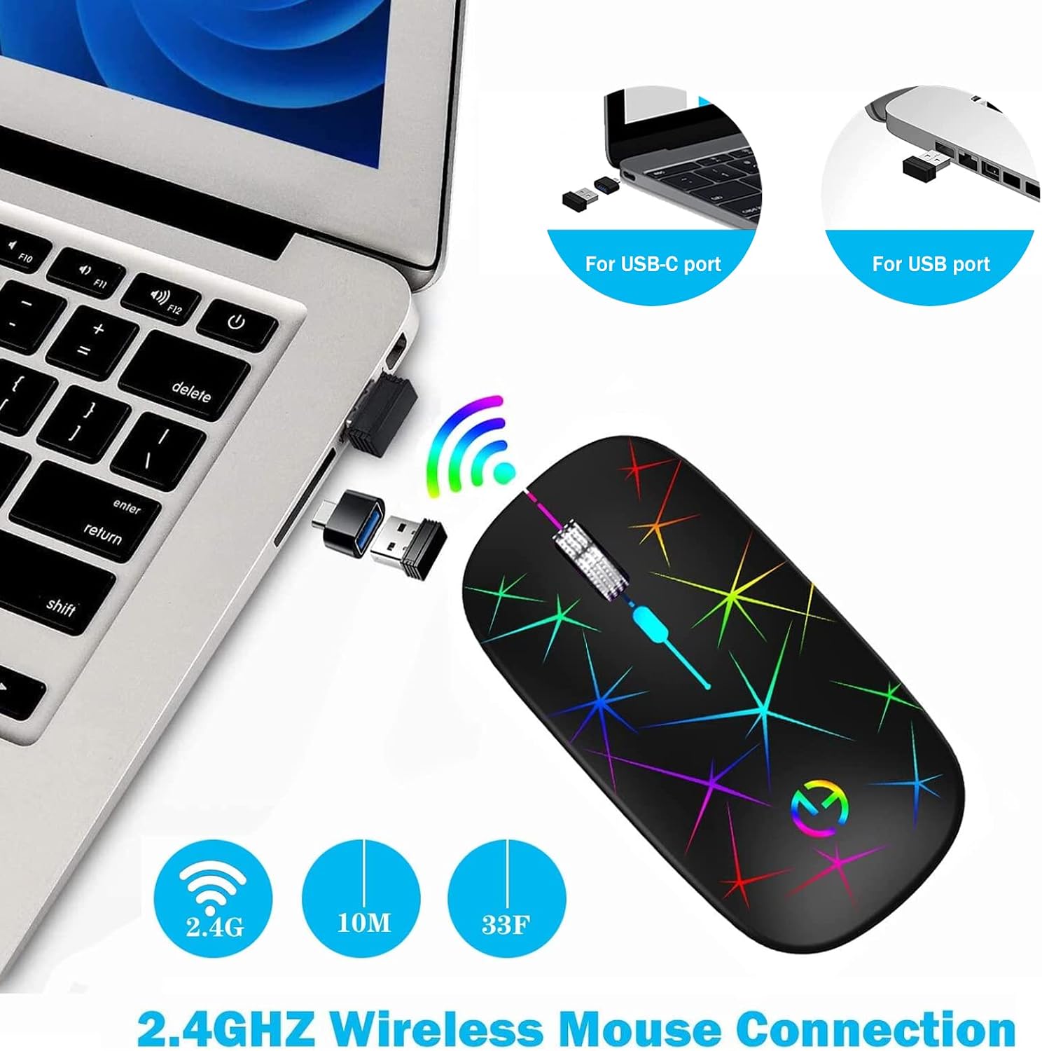 MOUSE INALÁMBRICO TAIYANG RECARGABLE BLUETOOTH 2.4G SLIM - 2