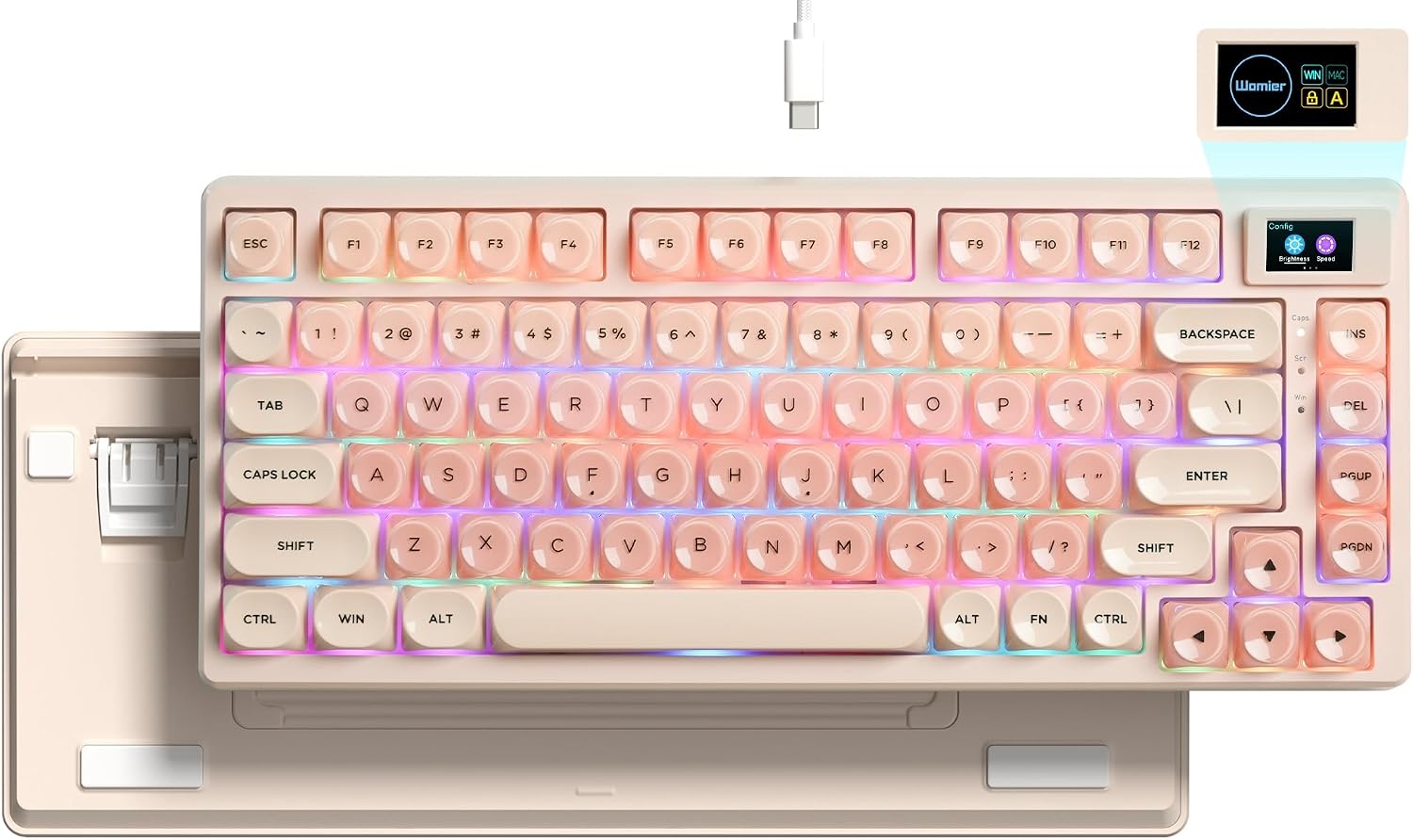 TECLADO MECÁNICO WOMIER SK80 75% JELLY PINK CON PANTALLA MULTIMEDIA - 1