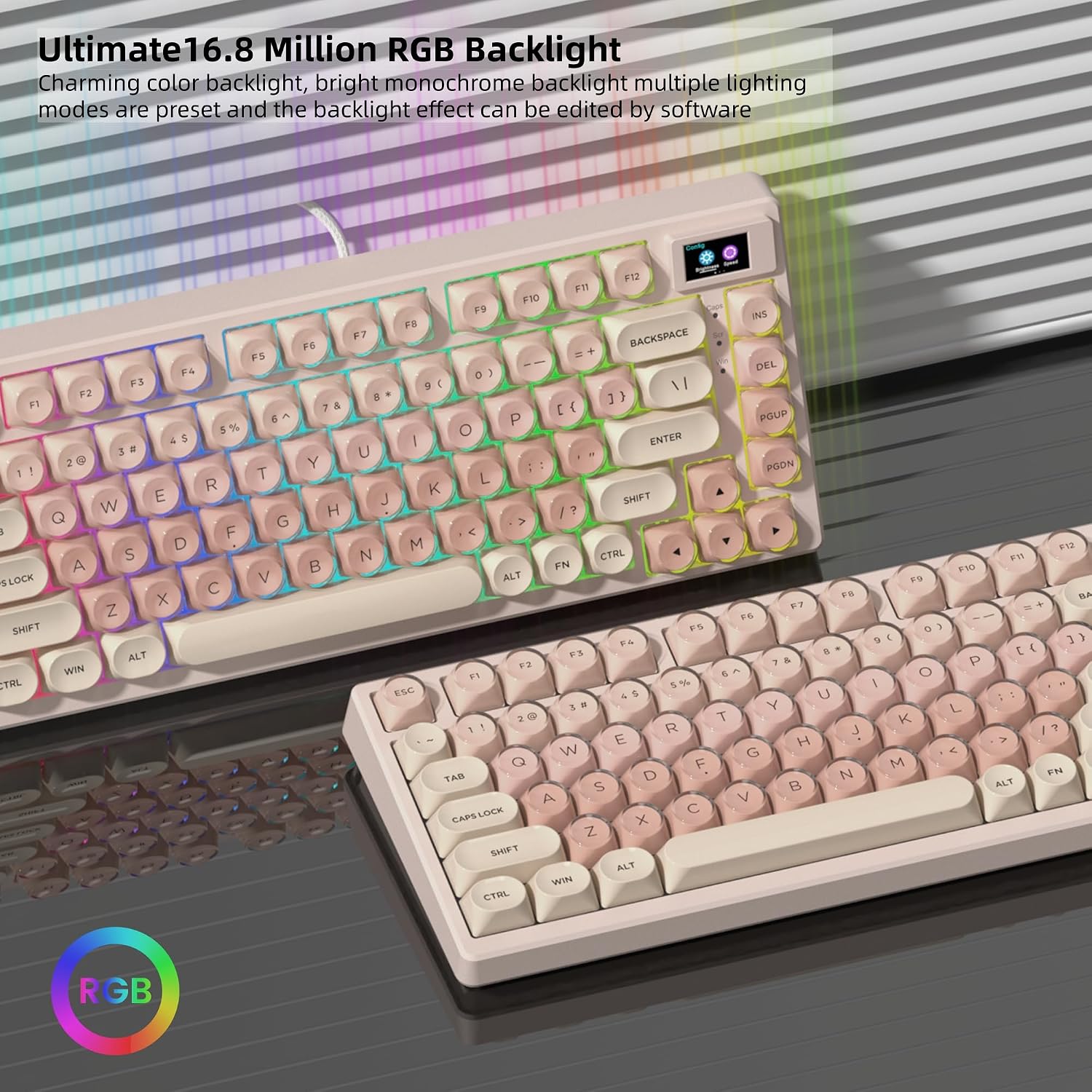 TECLADO MECÁNICO WOMIER SK80 75% JELLY PINK CON PANTALLA MULTIMEDIA - 5