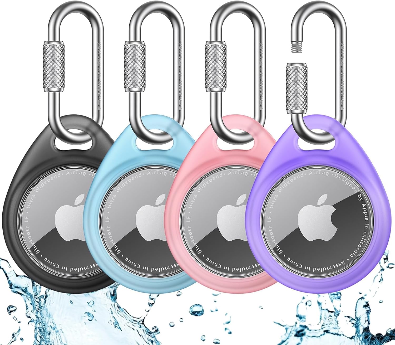FUNDA PARA AIRTAG UNBREAKCABLE CON MOSQUETÓN PROFESIONAL, PACK DE 4 - 1