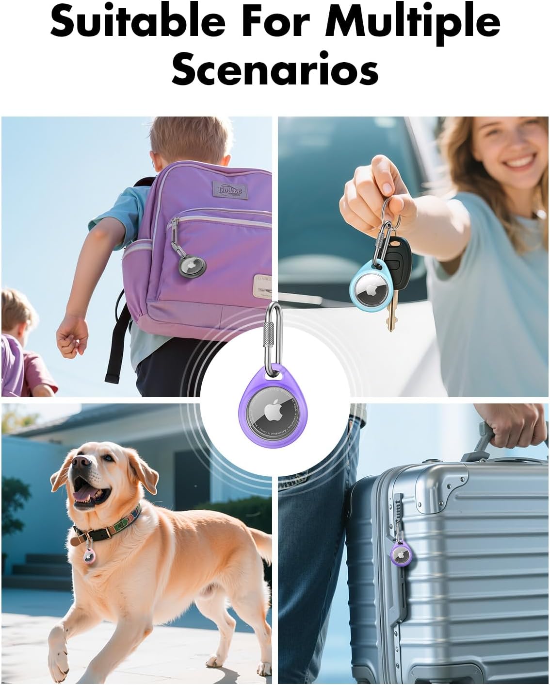 FUNDA PARA AIRTAG UNBREAKCABLE CON MOSQUETÓN PROFESIONAL, PACK DE 4 - 5