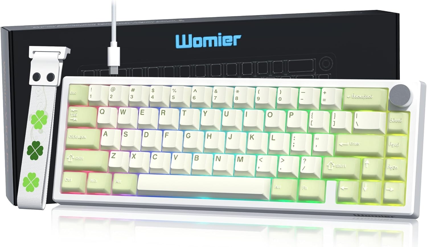 TECLADO MECÁNICO GAMING WOMIER VK66 PRO 60% VERDE MATCHA QMK/VIA - 1