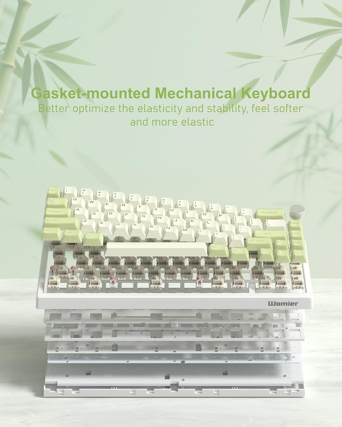 TECLADO MECÁNICO GAMING WOMIER VK66 PRO 60% VERDE MATCHA QMK/VIA - 5
