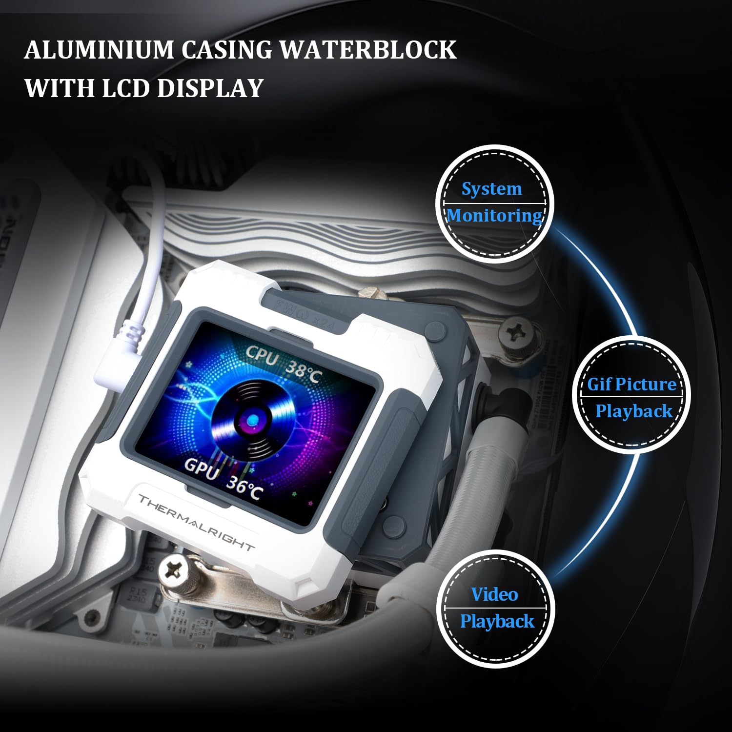 ENFRIADOR LÍQUIDO PARA CPU THERMALRIGHT FW360 SE ARGB BLANCO CON PANTALLA LCD 2 PULGADAS - 5
