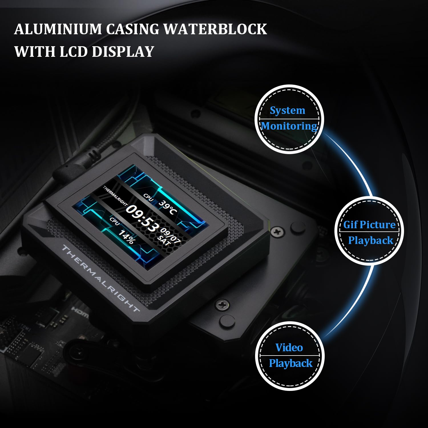 REFRIGERACIÓN LÍQUIDA THERMALRIGHT FW360 SE ARGB BLACK CON PANTALLA LCD 2 PULGADAS PARA CPU - 5