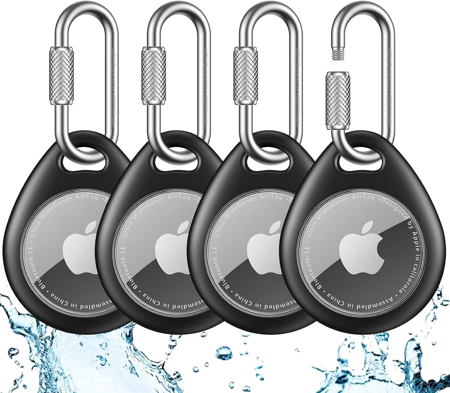 FUNDA PARA AIRTAG UNBREAKCABLE CON MOSQUETÓN PROFESIONAL, PACK DE 4 - 1