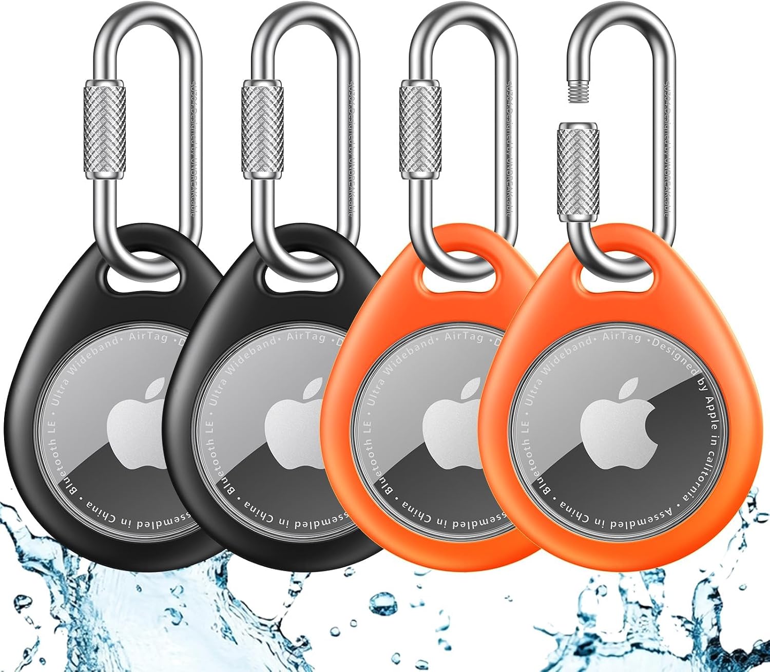 FUNDA PARA AIRTAG UNBREAKCABLE CON MOSQUETÓN PROFESIONAL, PACK DE 4 - 1