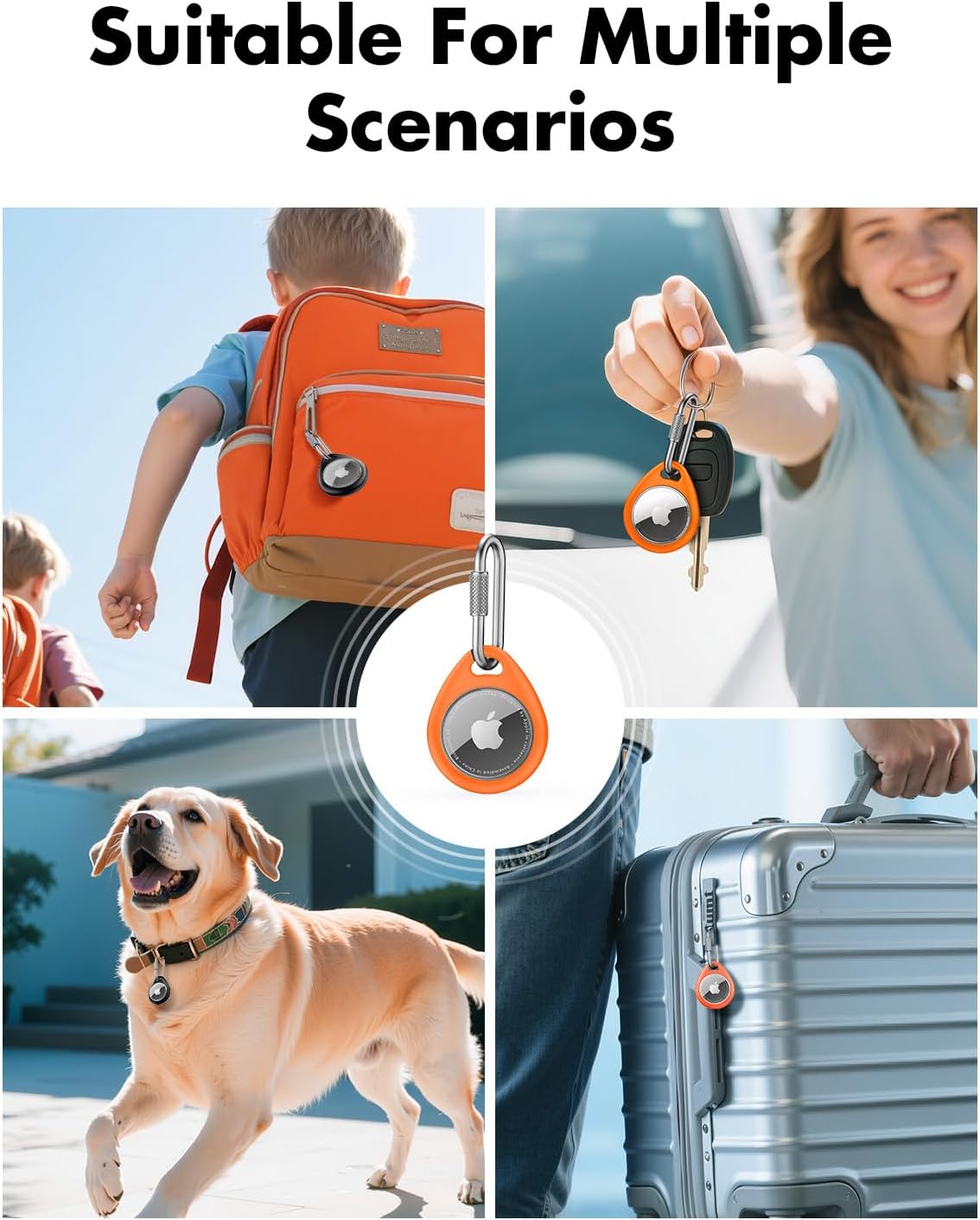 FUNDA PARA AIRTAG UNBREAKCABLE CON MOSQUETÓN PROFESIONAL, PACK DE 4 - 5