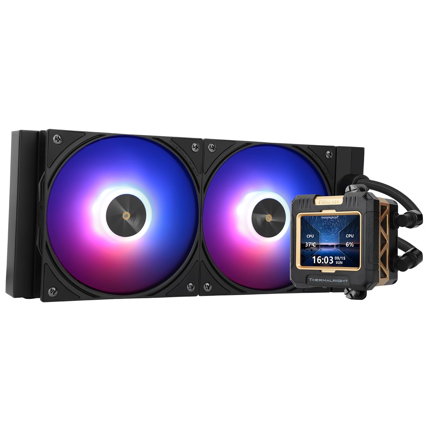 ENFRIADOR LÍQUIDO PARA CPU THERMALRIGHT FW 240 BLACK ARGB CON PANTALLA LCD IPS 320X240 PARA AM5 - 1