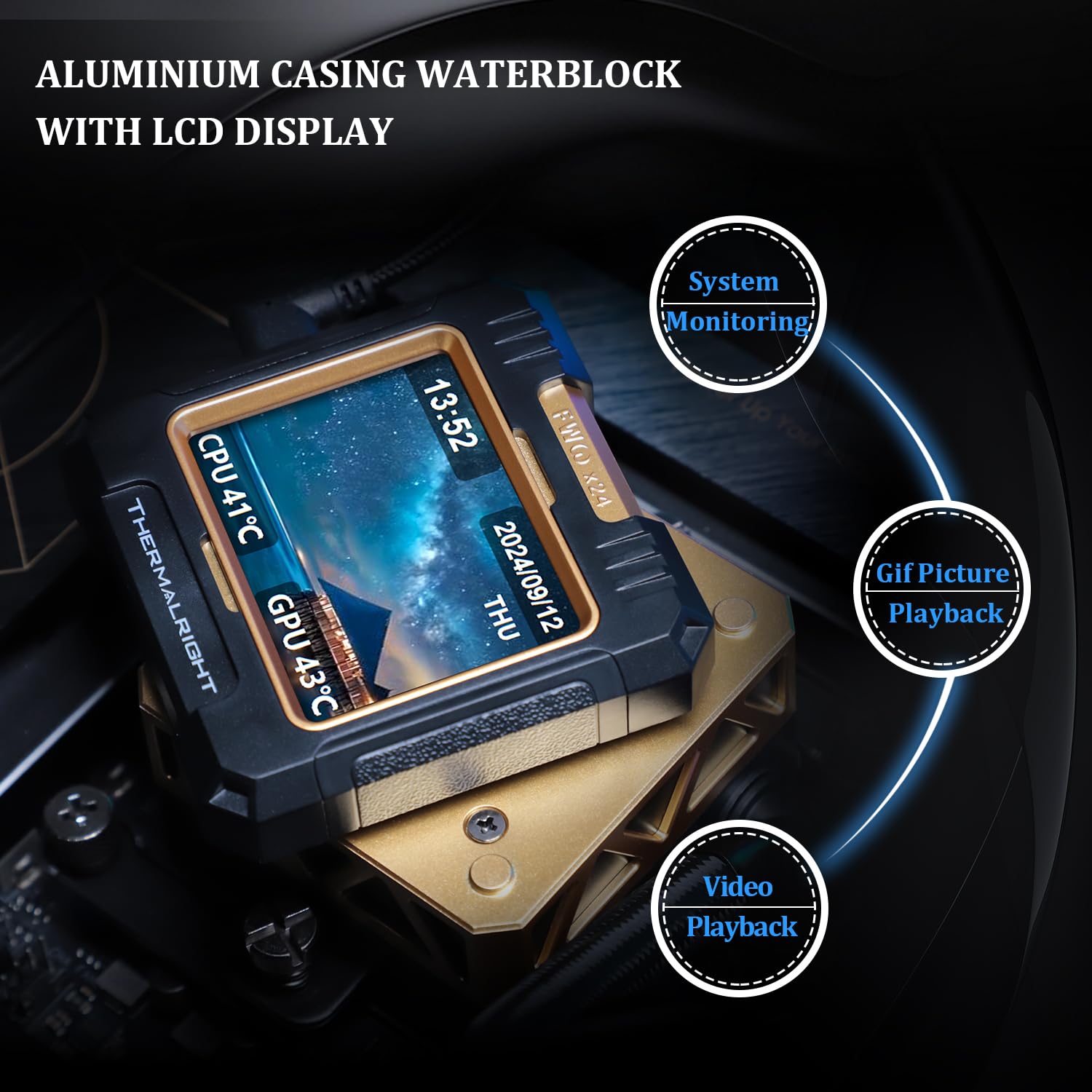 ENFRIADOR LÍQUIDO PARA CPU THERMALRIGHT FW 240 BLACK ARGB CON PANTALLA LCD IPS 320X240 PARA AM5 - 4