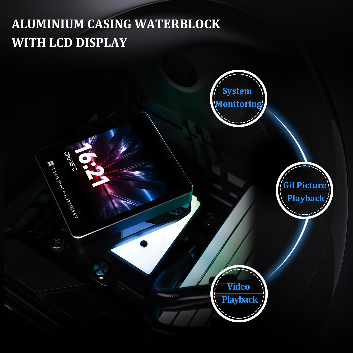 ENFRIADOR LÍQUIDO PARA CPU THERMALRIGHT GRAND VISION 360 ARGB BLACK CON PANTALLA LCD IPS 3.4' - 4
