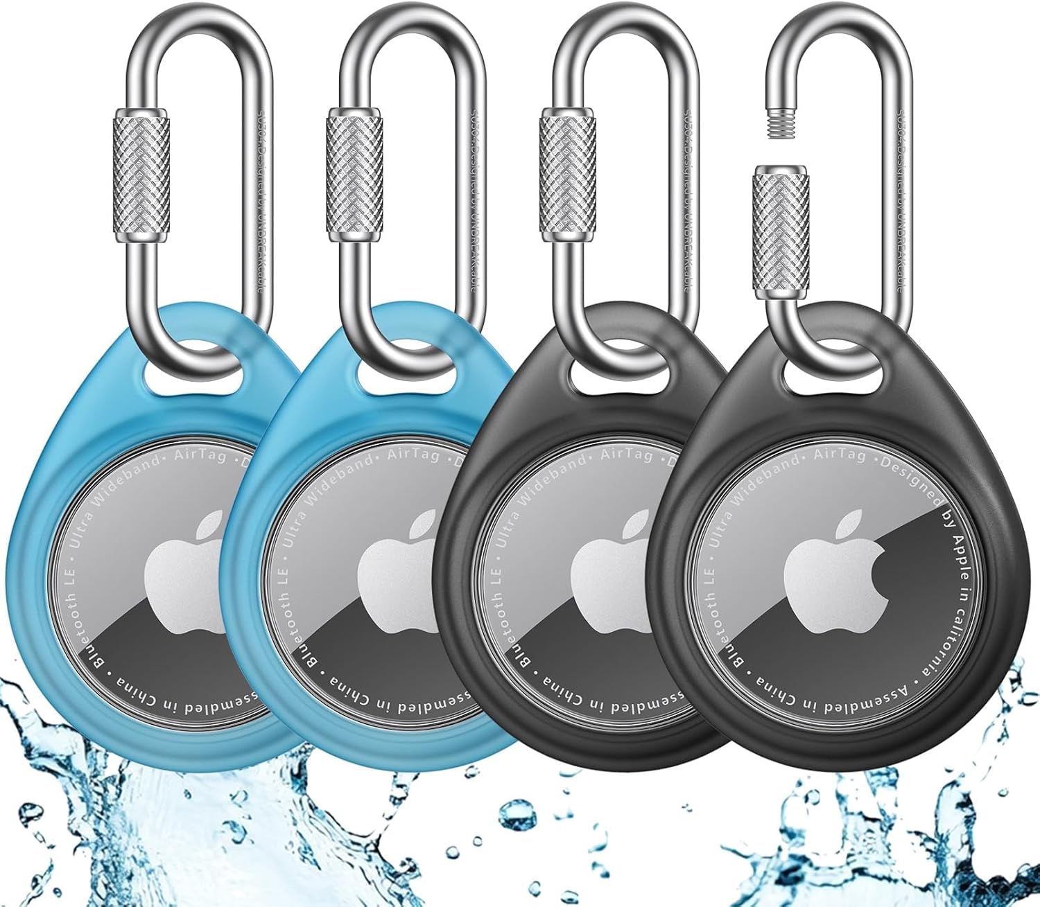 FUNDA PARA AIRTAG UNBREAKCABLE CON MOSQUETÓN PROFESIONAL, PACK DE 4 - 1