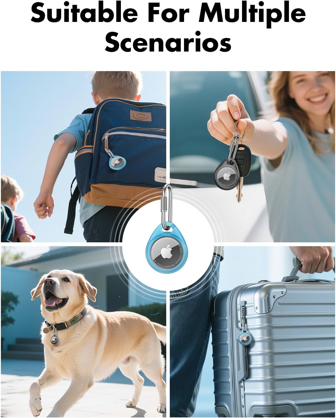 FUNDA PARA AIRTAG UNBREAKCABLE CON MOSQUETÓN PROFESIONAL, PACK DE 4 - 5