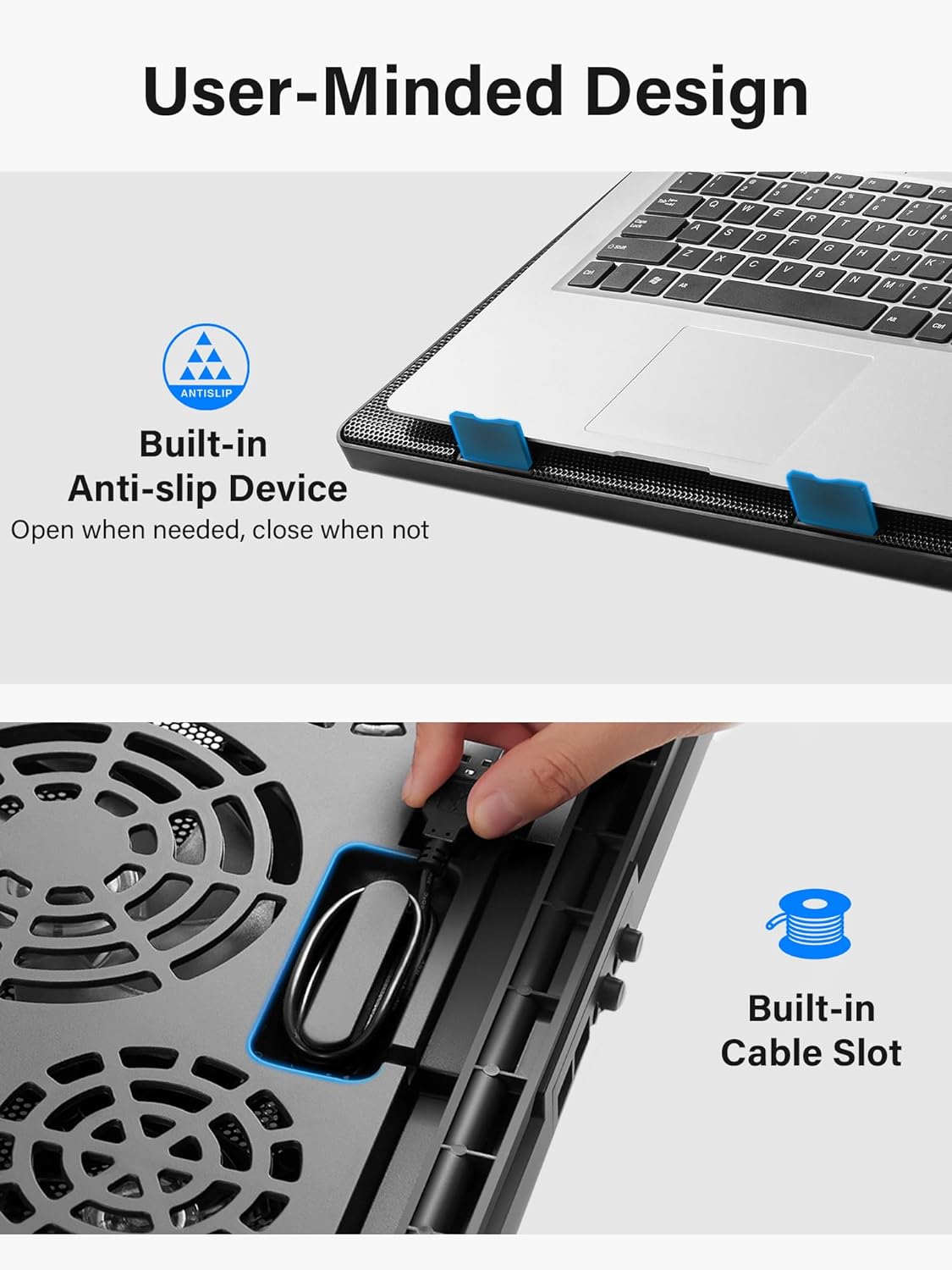 BASE DE ENFRIAMIENTO PARA LAPTOP KOOTEK CON 5 VENTILADORES SILENCIOSOS PARA LAPTOPS DE 12' A 17' - 5