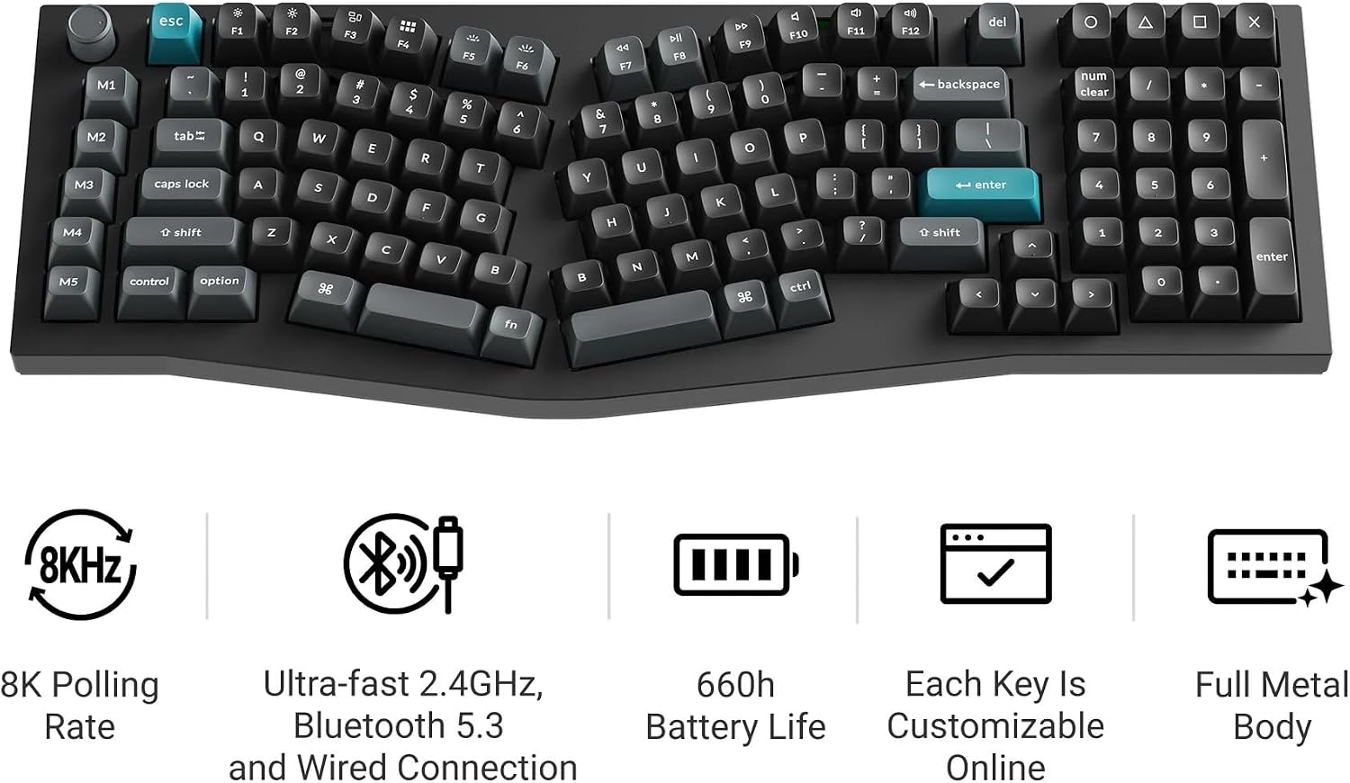 TECLADO MECÁNICO INALÁMBRICO KEYCHRON Q13 ULTRA 8K 96% ALICE LAYOUT - 2