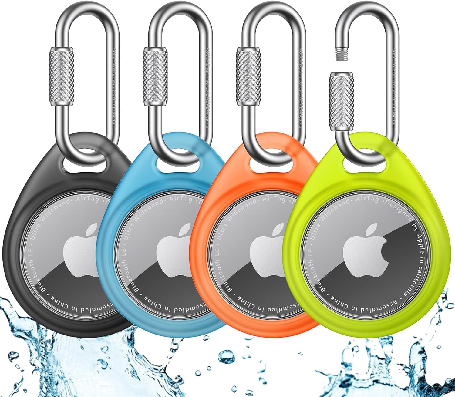 FUNDA PARA AIRTAG UNBREAKCABLE CON MOSQUETÓN PROFESIONAL 4 UNIDADES - 1