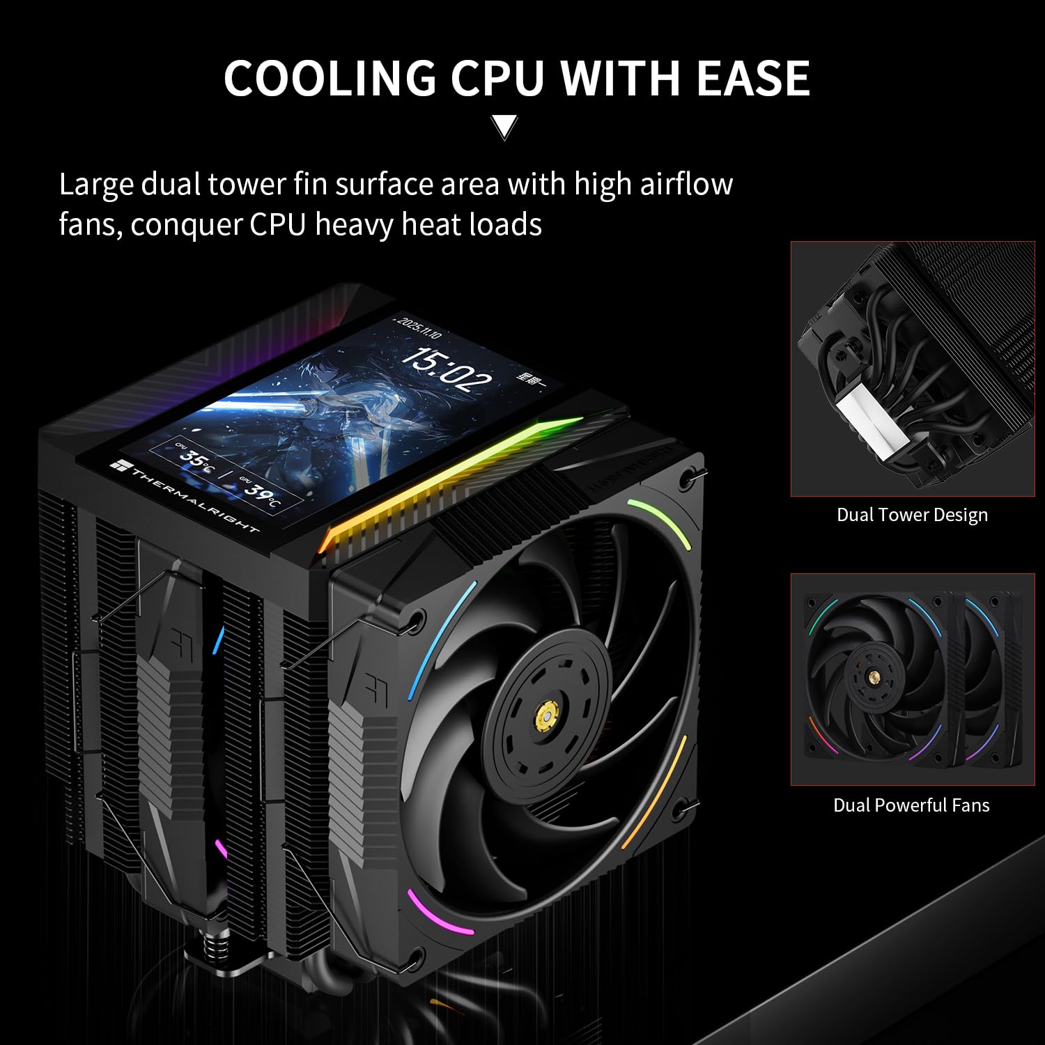 ENFRIADOR DE CPU THERMALRIGHT TR PEERLESS ASSASSIN 120 VISION MAX ARGB NEGRO - 2