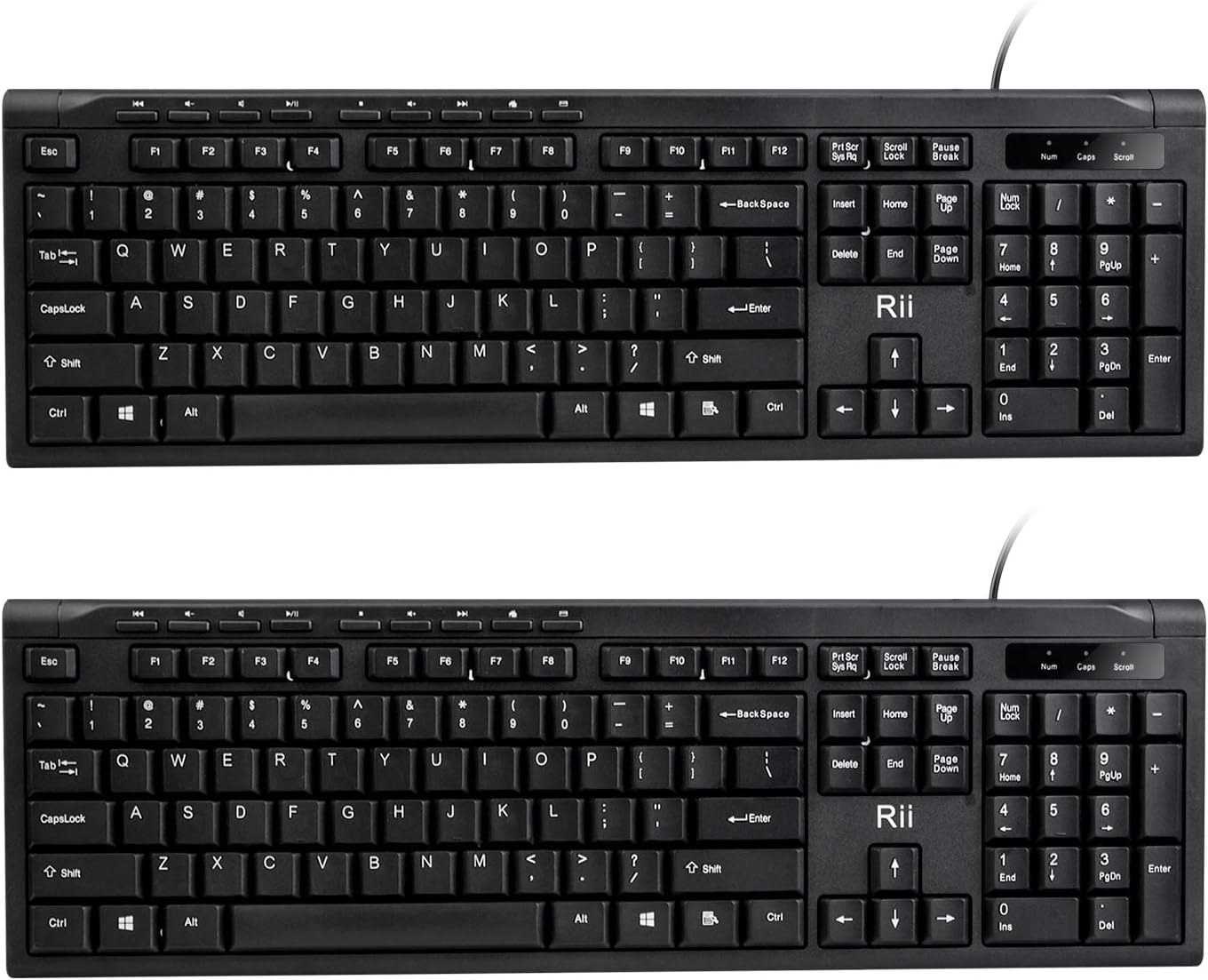 TECLADO USB RII RK907 ULTRA DELGADO COMPACTO PARA MAC Y PC NEGRO 2 UNIDADES - 1