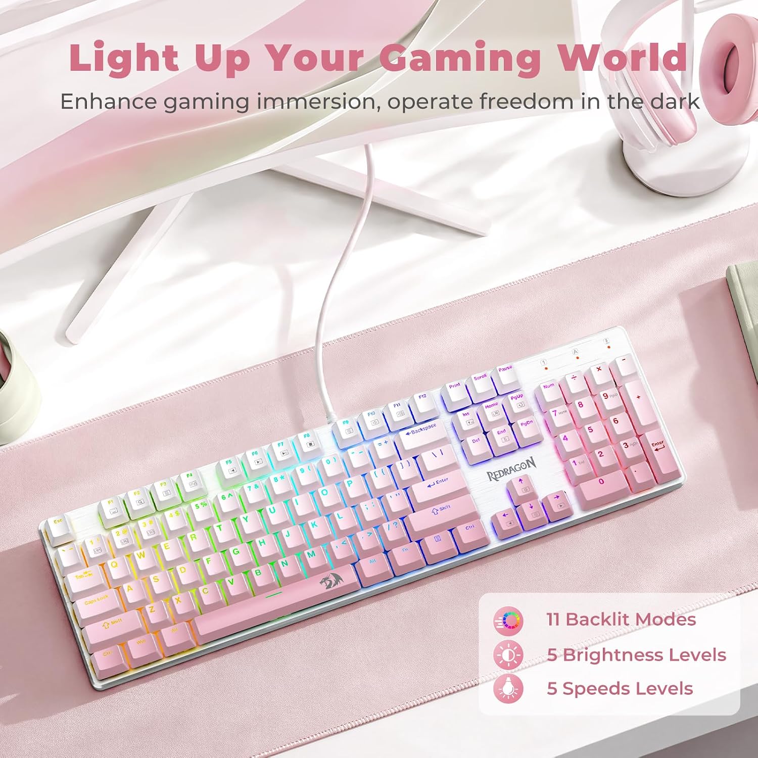 TECLADO MECÁNICO REDRAGON K671GP CON CABLE - 2