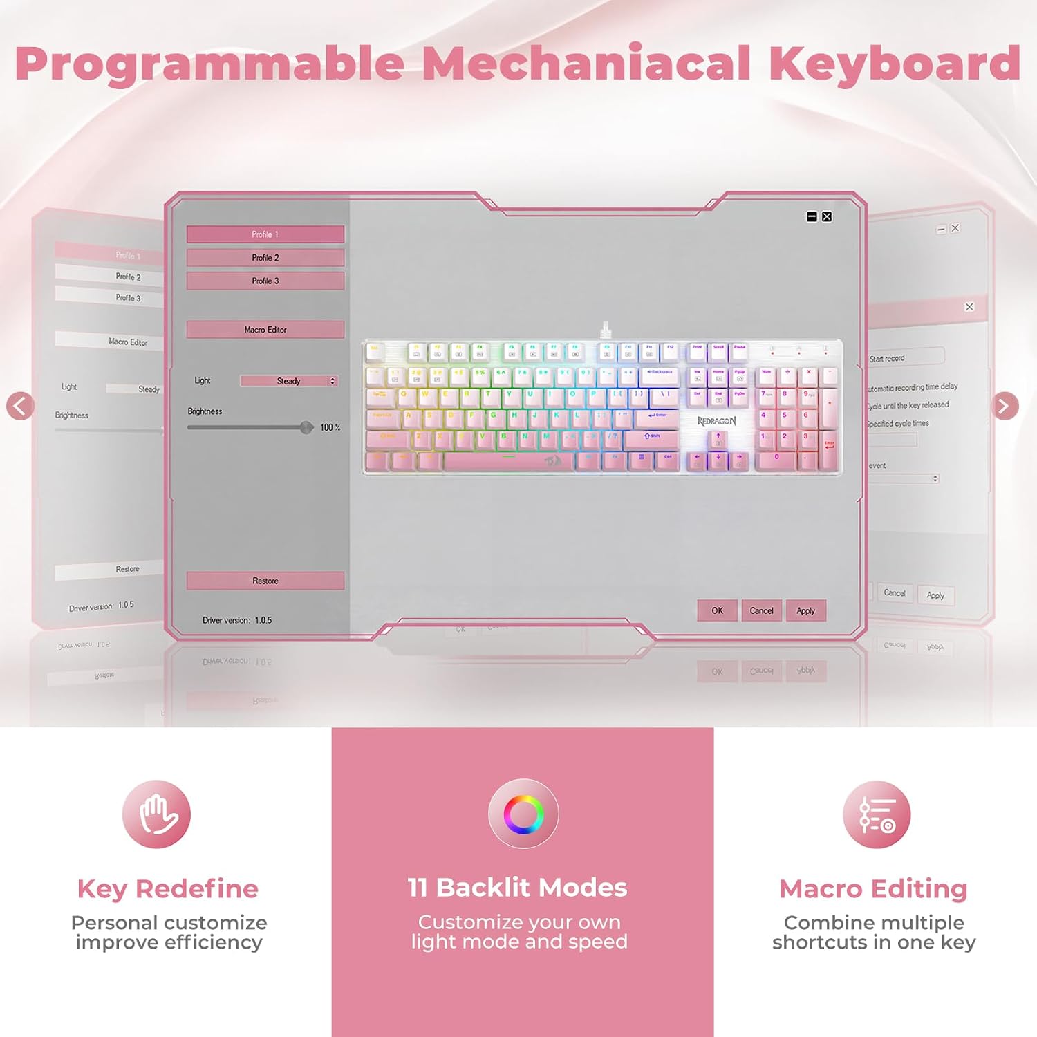 TECLADO MECÁNICO REDRAGON K671GP CON CABLE - 5