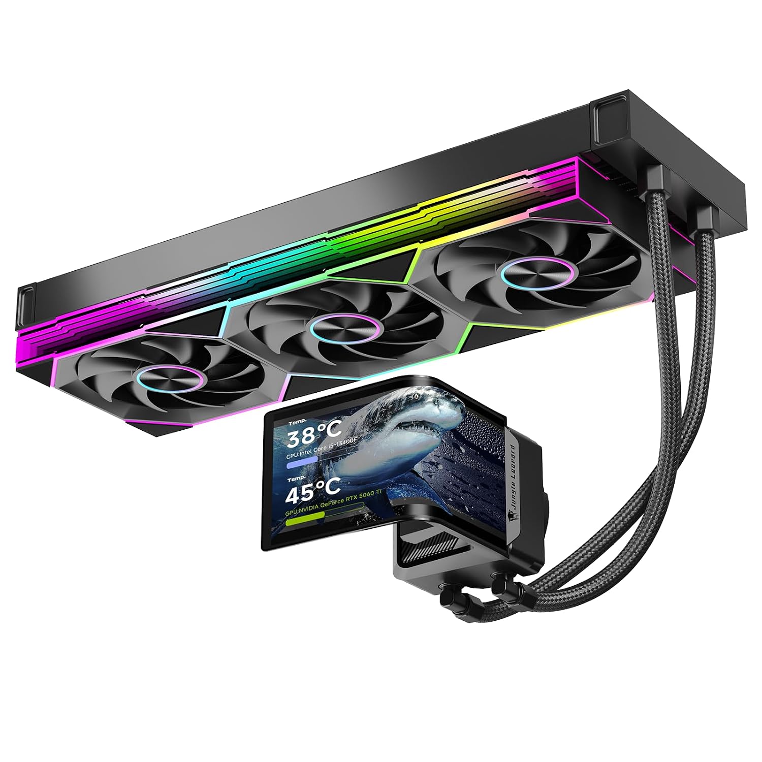 ENFRIADOR LÍQUIDO PARA CPU JUNGLE LEOPARD CHILL ARC 360MM AIO CON PANTALLA AMOLED 2K 6.67' - 1