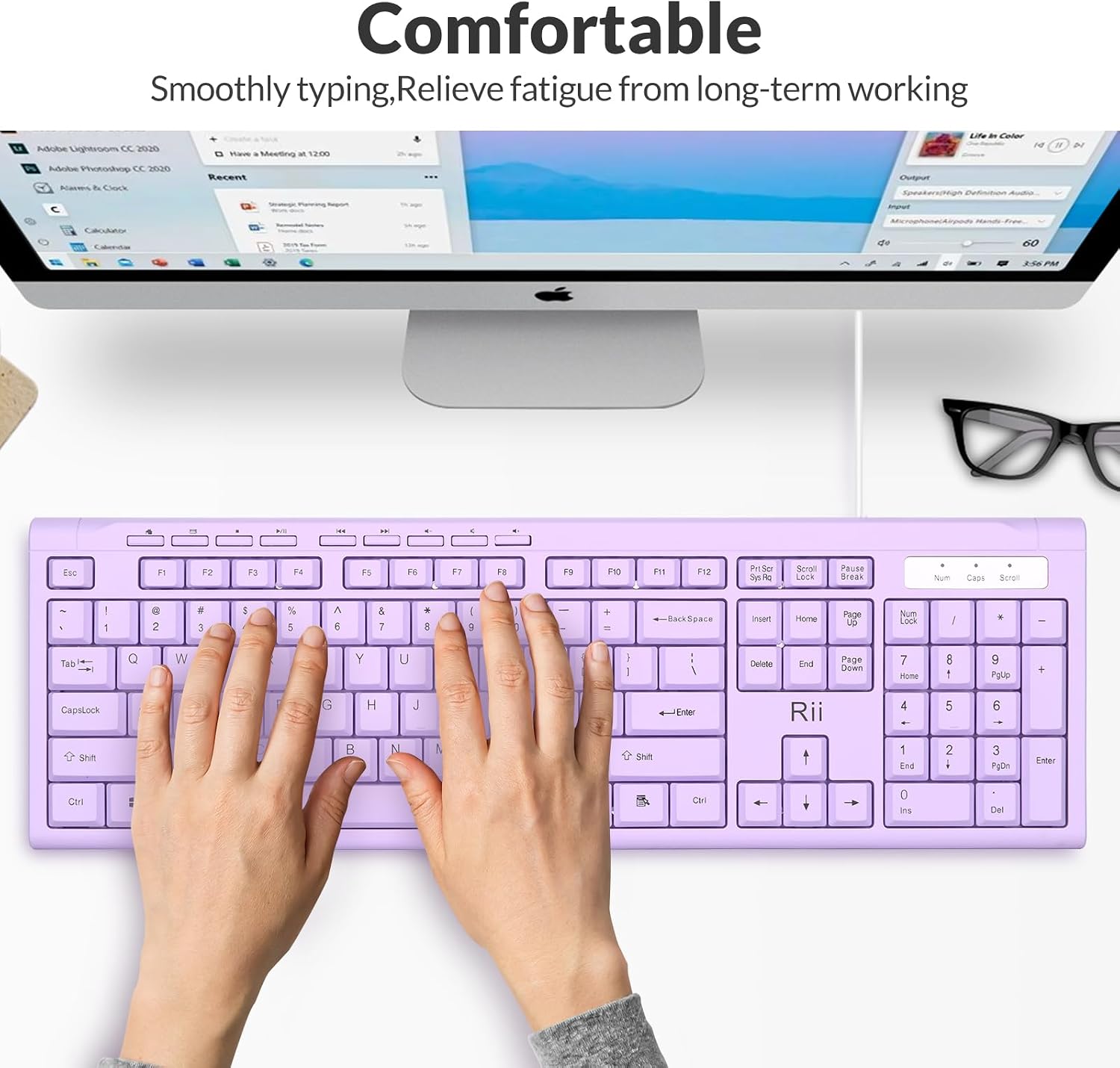 TECLADO USB COMPACTO RII RK907 ULTRA-SLIM PARA MAC Y PC MORADO - 5