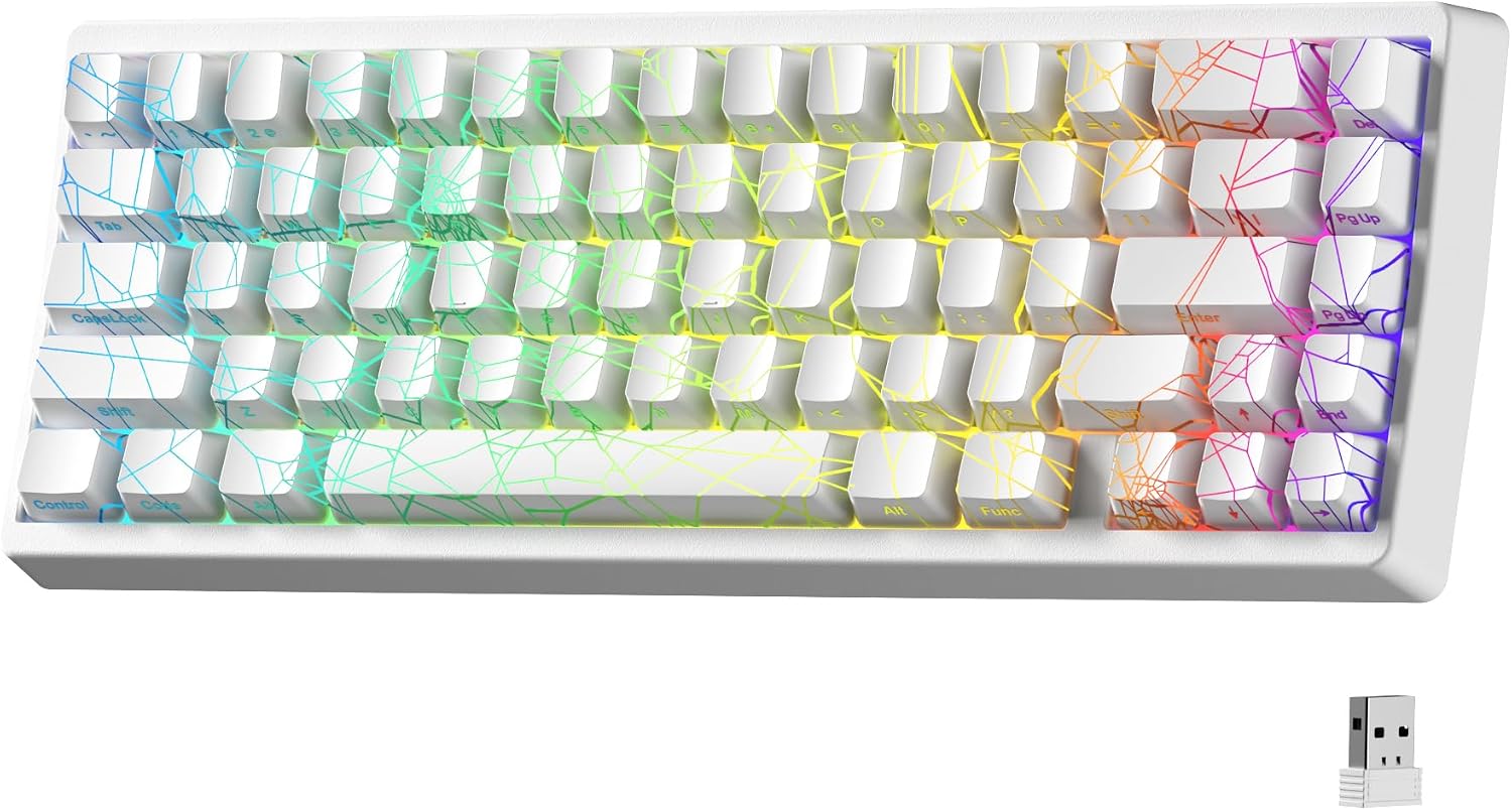 TECLADO MECÁNICO INALÁMBRICO HITIME M67 BLANCO 60% QMK/VIA RGB - 1
