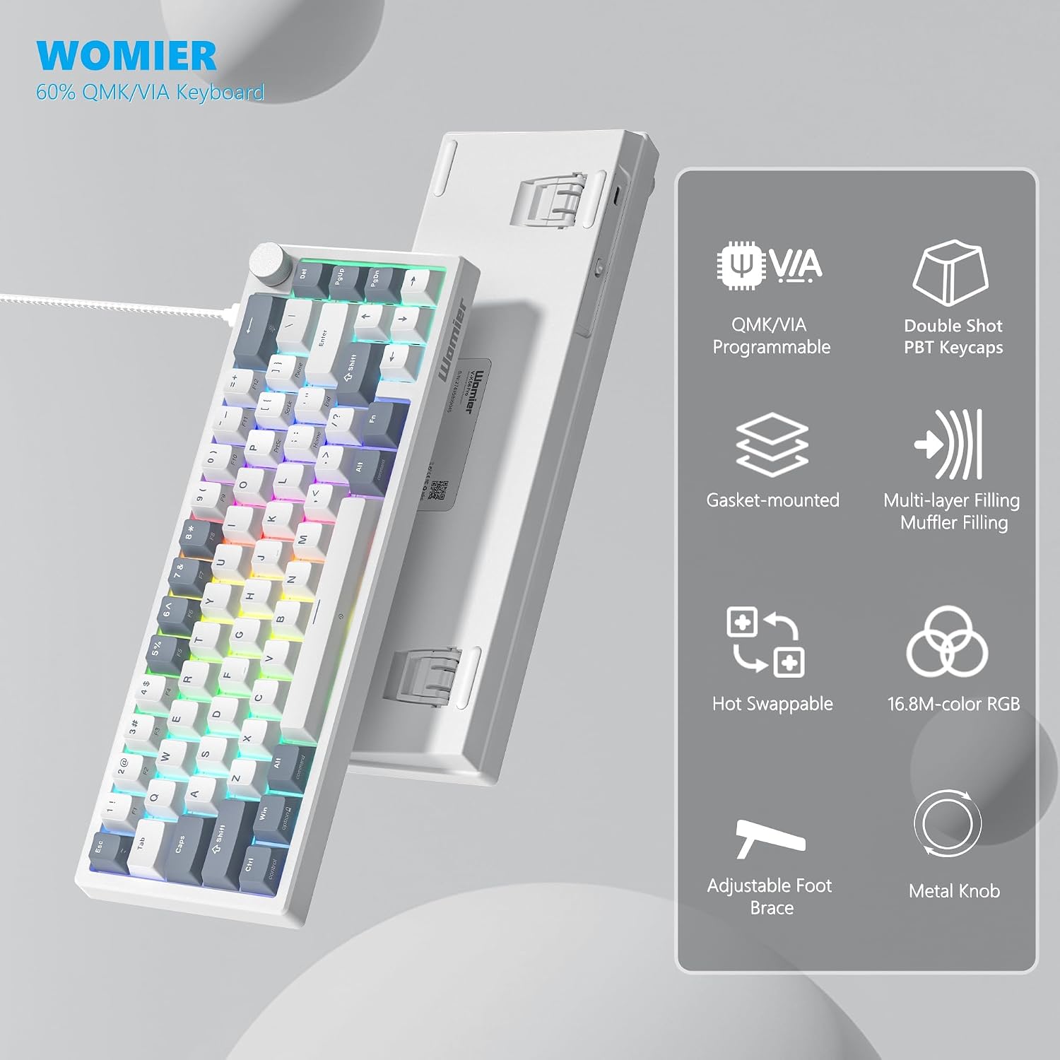 TECLADO MECÁNICO WOMIER VK66 PRO 60% CON CABLE Y SWITCHES LINEALES POM - 5