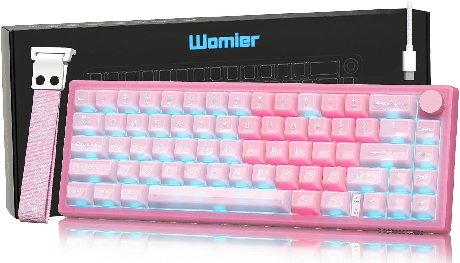 TECLADO MECÁNICO WOMIER VK66 PRO 60% ROSA GAMING QMK/VIA - 1