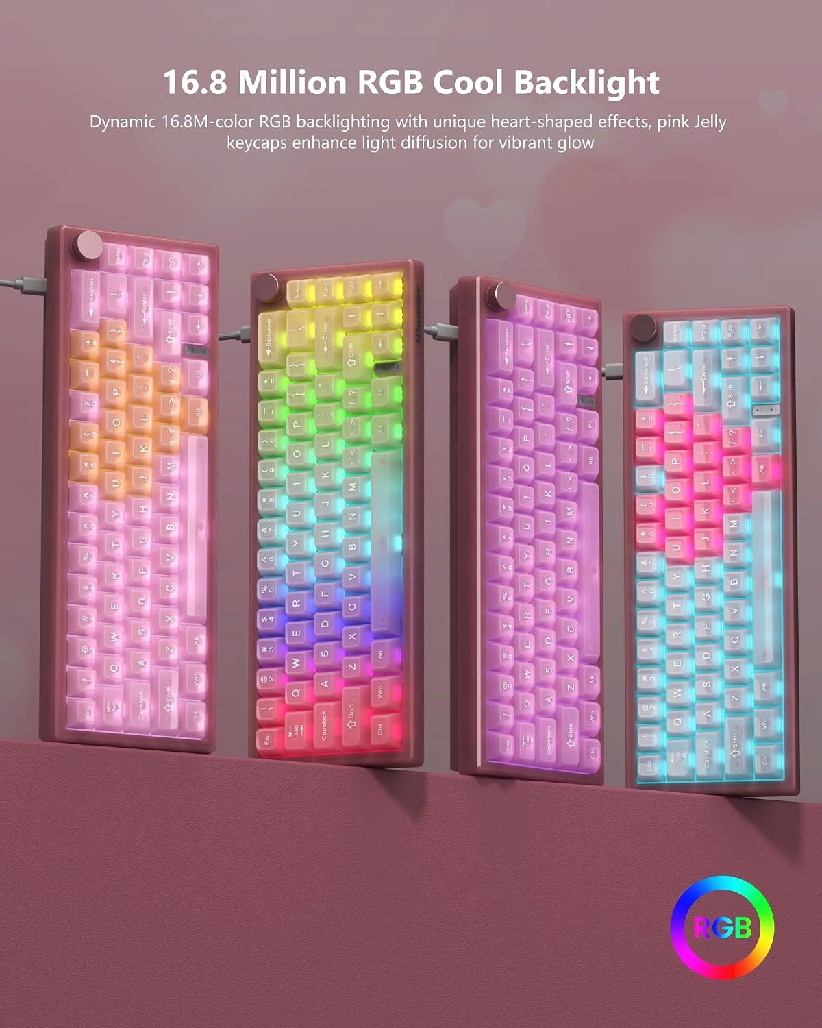 TECLADO MECÁNICO WOMIER VK66 PRO 60% ROSA GAMING QMK/VIA - 3