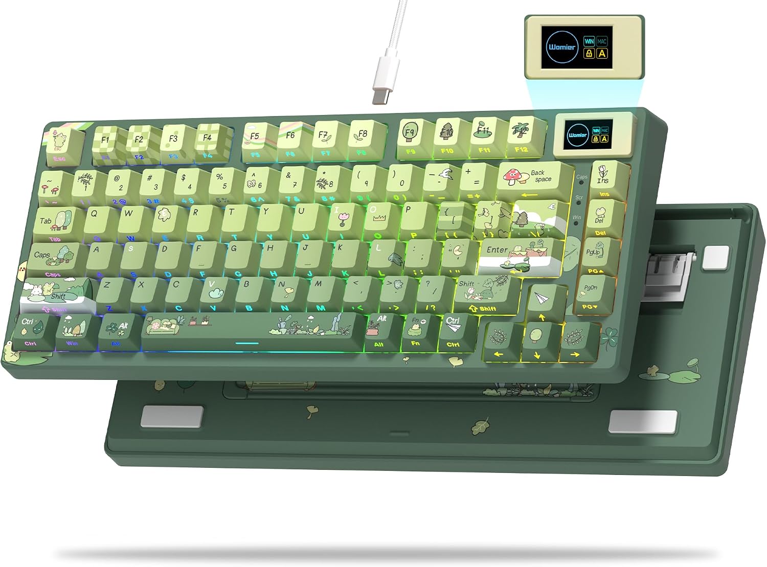 TECLADO MECÁNICO WOMIER SK80 75% FROG GREEN CON PANTALLA MULTIMEDIA A COLOR - 1