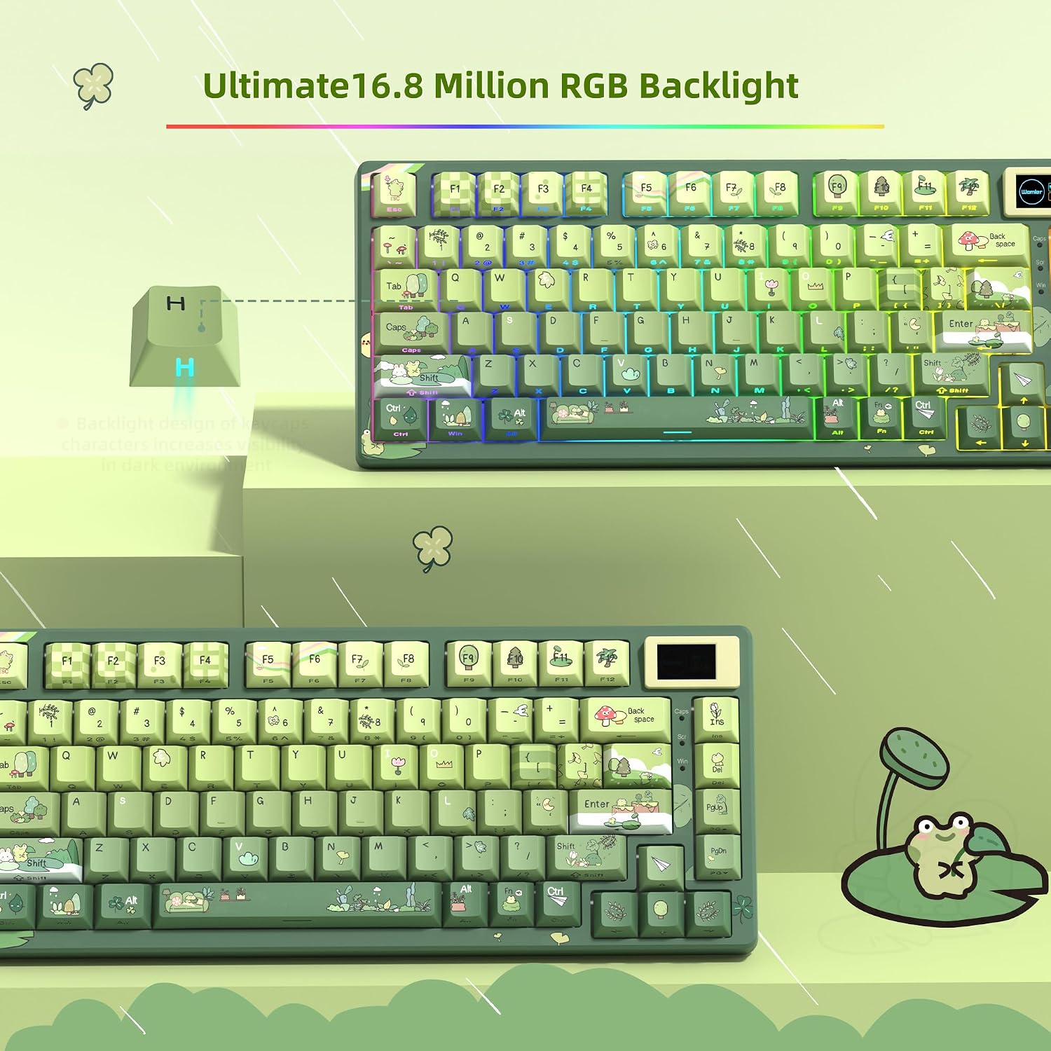 TECLADO MECÁNICO WOMIER SK80 75% FROG GREEN CON PANTALLA MULTIMEDIA A COLOR - 5