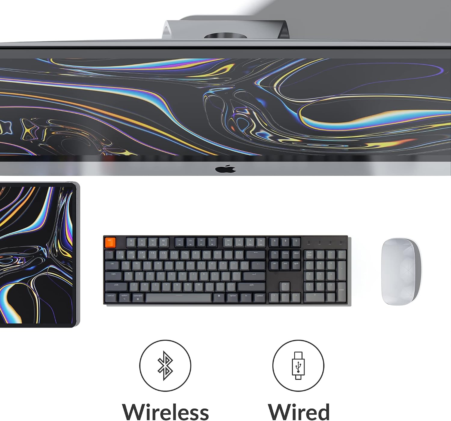 TECLADO MECÁNICO KEYCHRON K10 RGB BLUETOOTH INALÁMBRICO Y USB CON 104 TECLAS Y SWITCH SUPER RED - 2