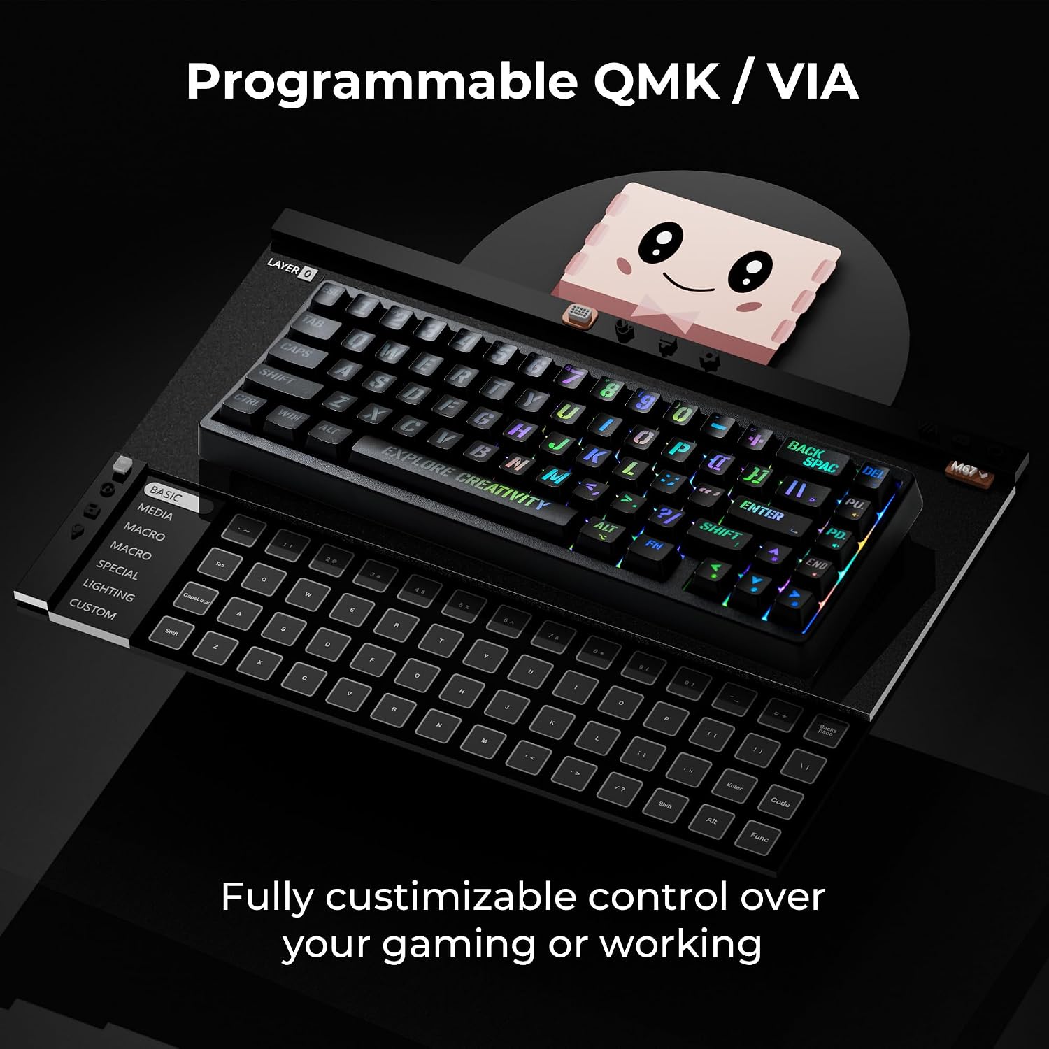 TECLADO MECÁNICO INALÁMBRICO HITIME M67 60% QMK/VIA RGB NEGRO - 4