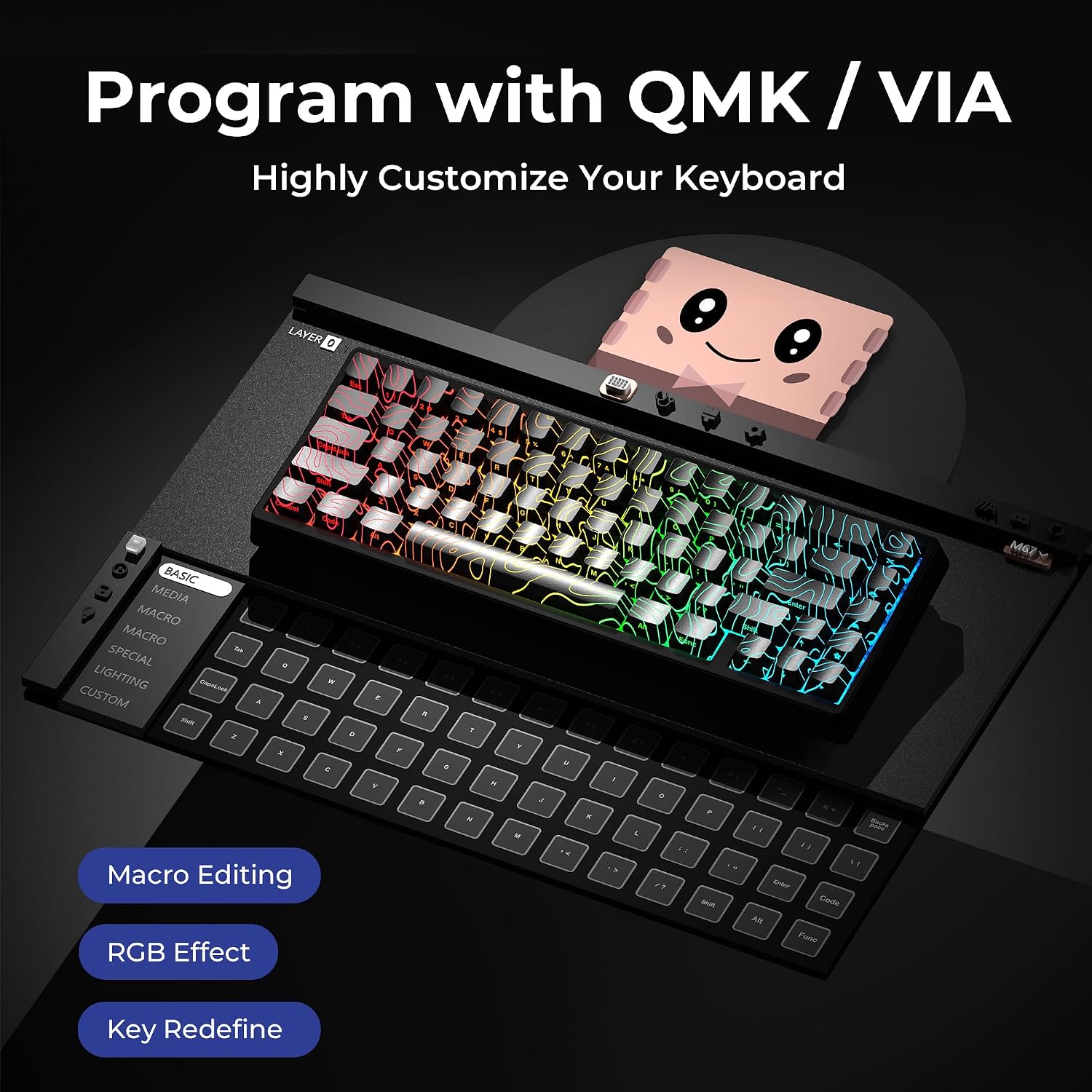 TECLADO INALÁMBRICO HITIME XVX M67 60% QMK/VIA PHANTOM GAMING - 4