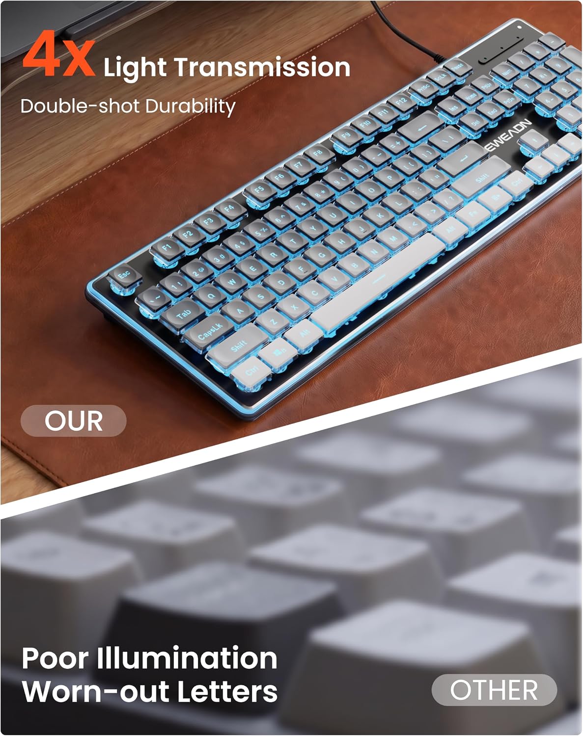 TECLADO CON CABLE SEUNKWANG V104 RGB RETROILUMINADO NEGRO - 3