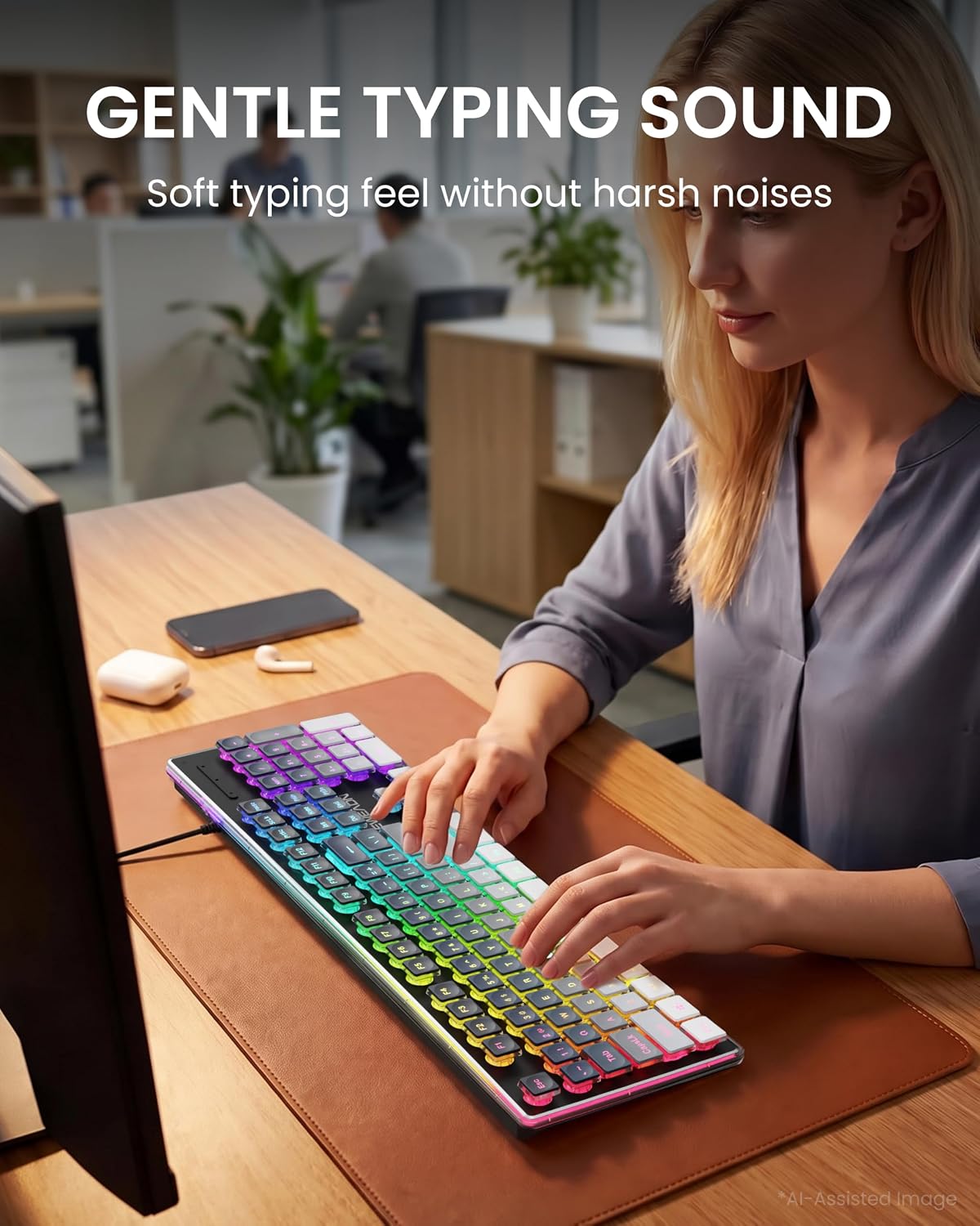 TECLADO CON CABLE SEUNKWANG V104 RGB RETROILUMINADO NEGRO - 5