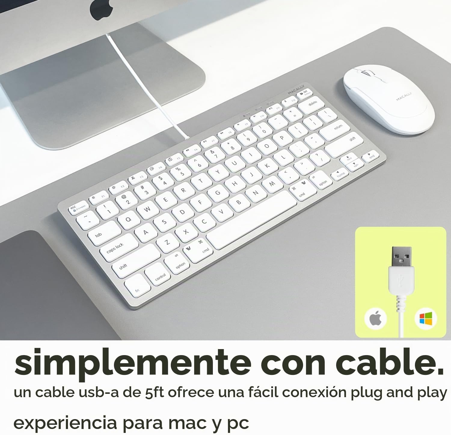 TECLADO PEQUEÑO CON CABLE MACALLY PARA MAC Y WINDOWS 78 TECLAS - 3