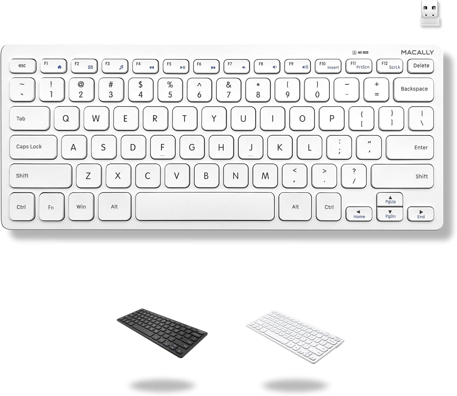 TECLADO INALÁMBRICO MACALLY MINI COMPACTO BLANCO 2.4G USB - 1