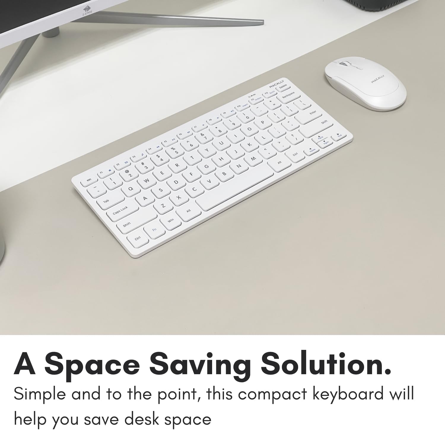 TECLADO INALÁMBRICO MACALLY MINI COMPACTO BLANCO 2.4G USB - 2