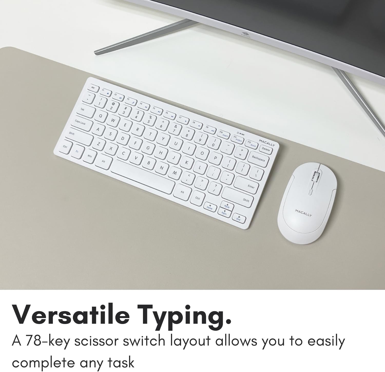 TECLADO INALÁMBRICO MACALLY MINI COMPACTO BLANCO 2.4G USB - 5