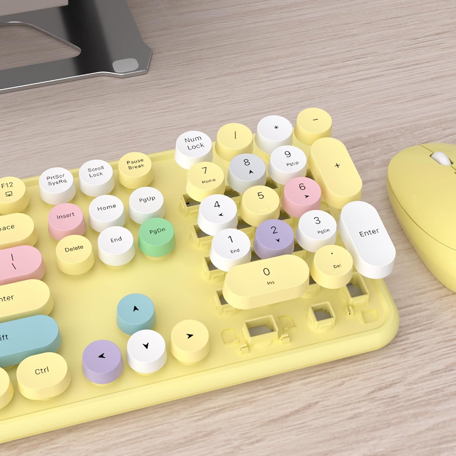KIT DE TECLADO Y MOUSE INALÁMBRICO UBOTIE MULTICOLOR AMARILLO - 4