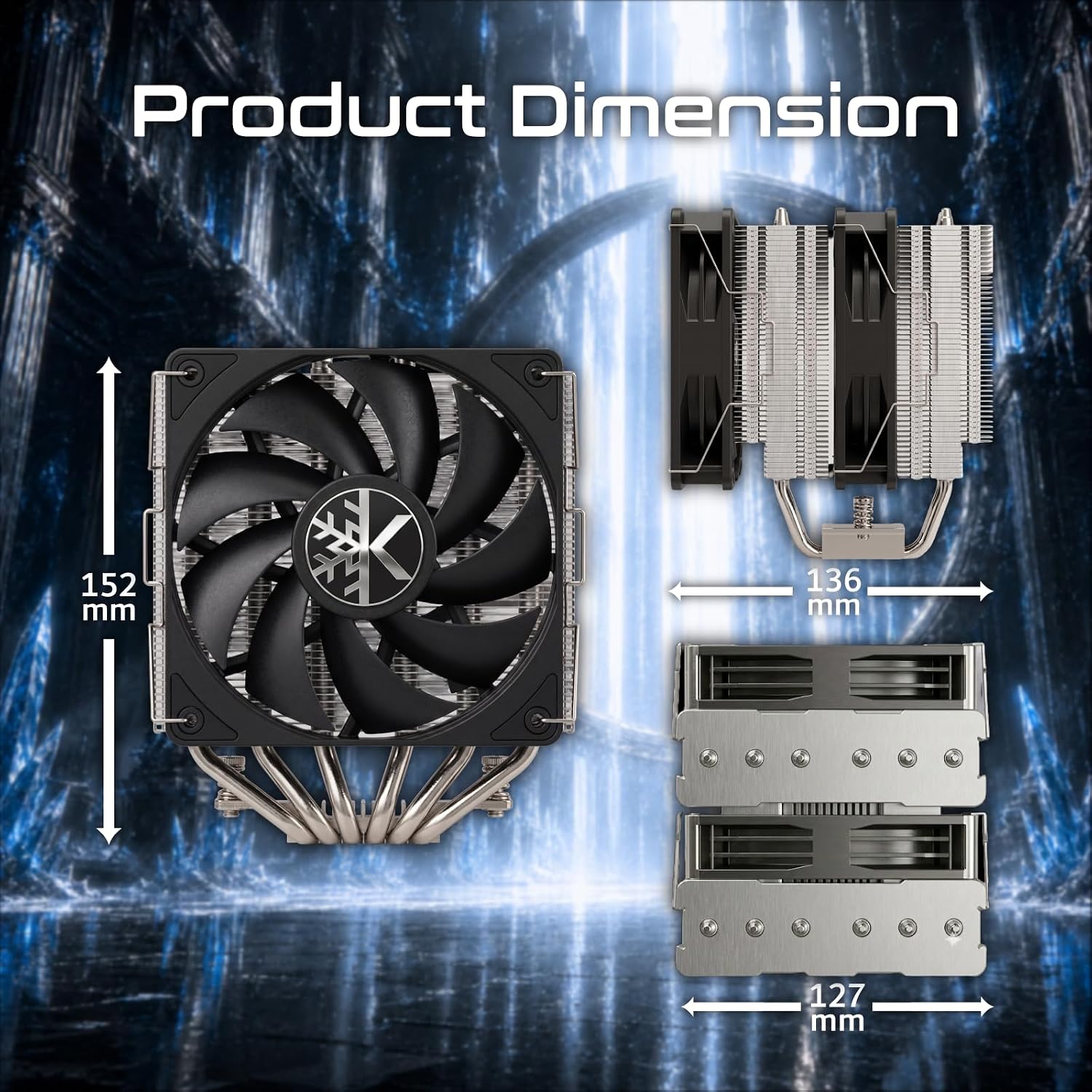 ENFRIADOR DE CPU KINGCOOL CRYO TITAN SE 120MM DUAL-TOWER 260W TDP - 5
