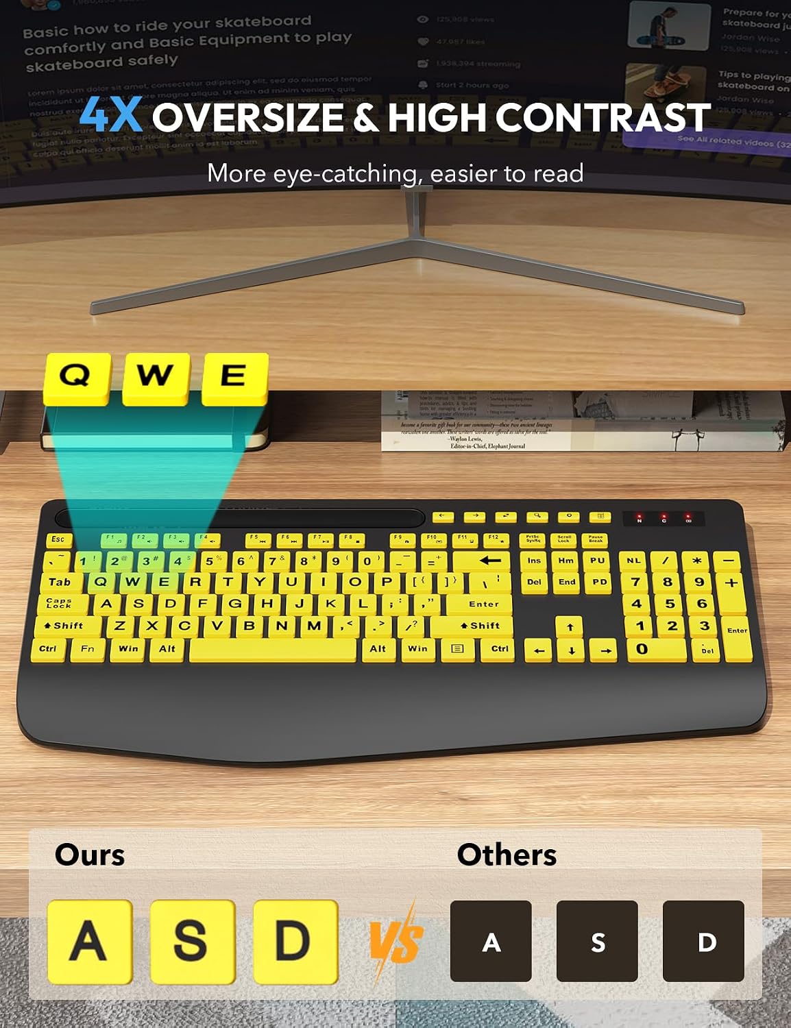 KIT INALÁMBRICO DE TECLADO Y MOUSE SABLUTE KM23D CON REPOSAMUÑECAS ERGONÓMICO Y TECLAS GRANDES - 2
