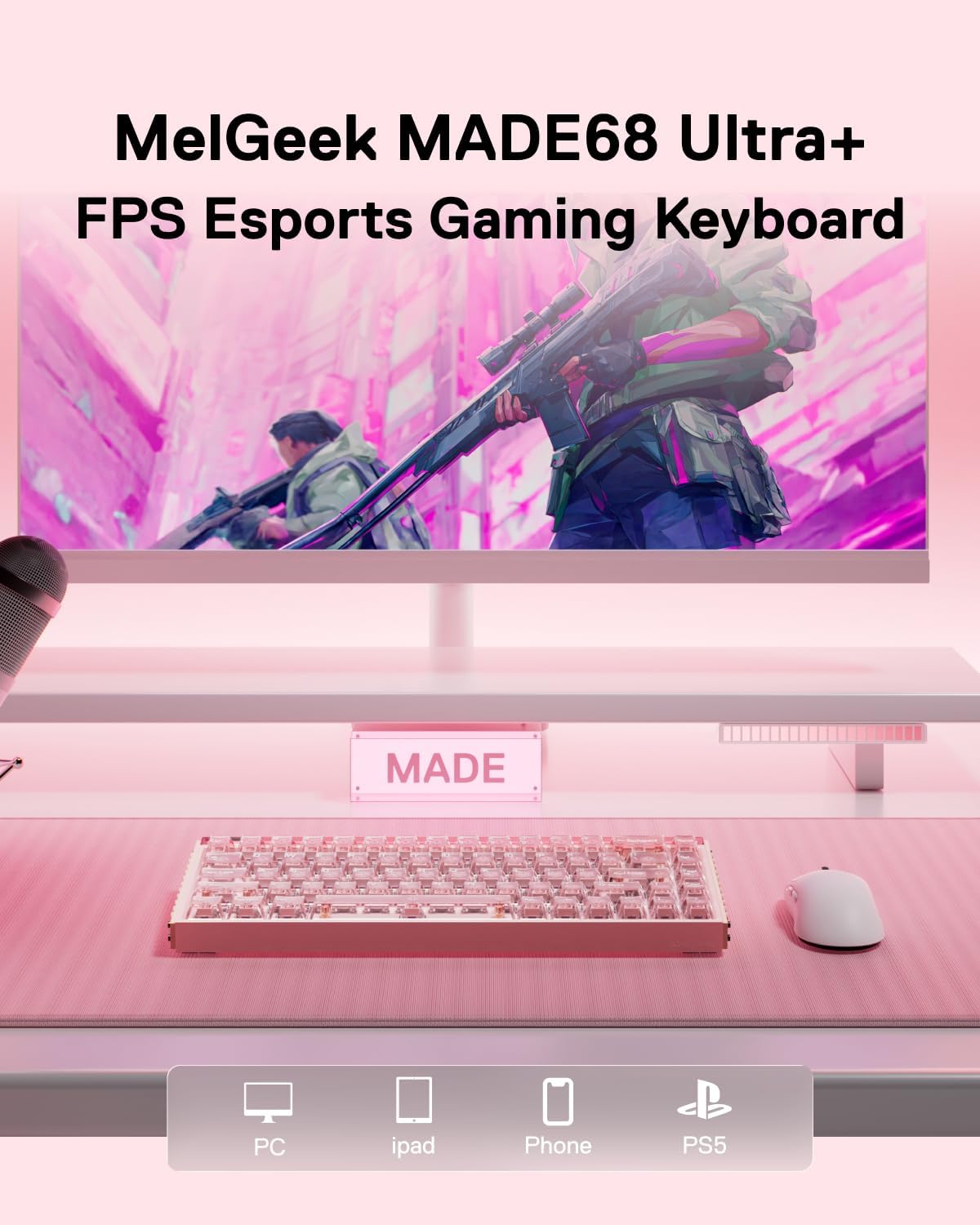 TECLADO GAMER MELGEEK MADE68 ULTRA+ CABLEADO EFECTO HALL MAGNÉTICO - 3