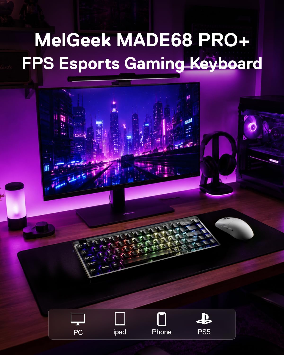 TECLADO MELGEEK MADE68 PRO+ CON CABLE Y SWITCH MAGNÉTICO PARA GAMING 65% - 3