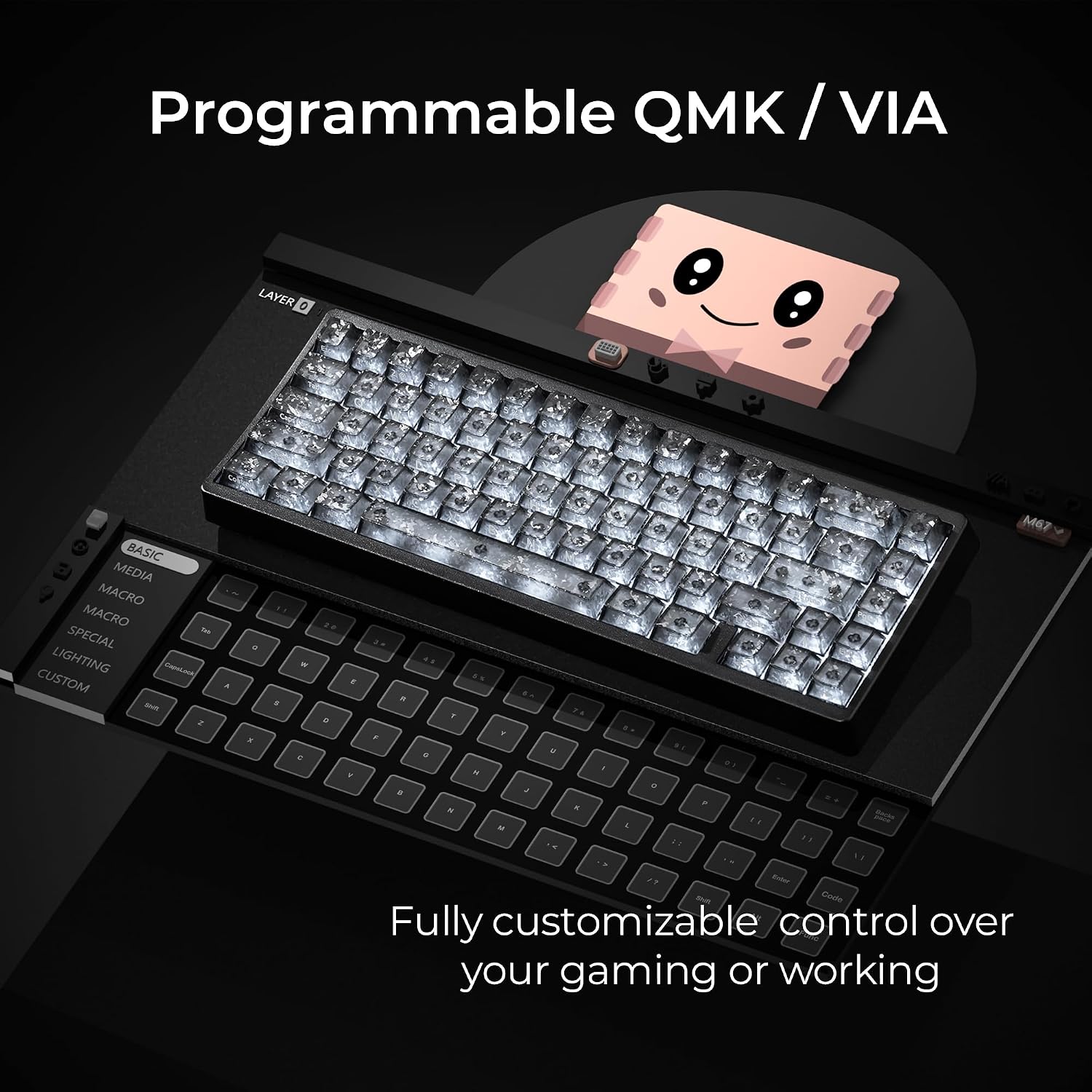 TECLADO MECÁNICO INALÁMBRICO HITIME XVX M67 60% NEGRO CARBONO FORJADO - 5