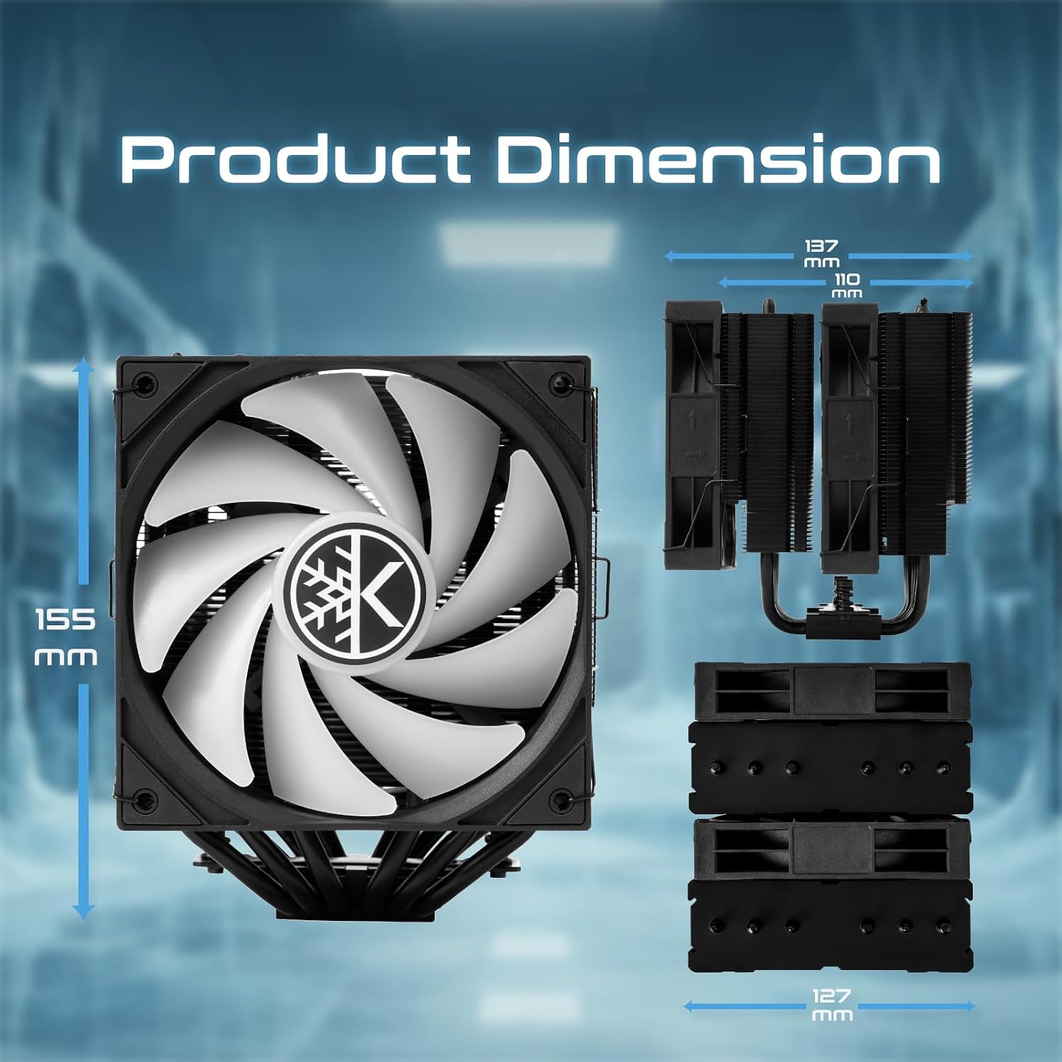 ENFRIADOR DE CPU KINGCOOL CRYO TITAN 120 ARGB DUAL-TOWER 260W TDP NEGRO - 5