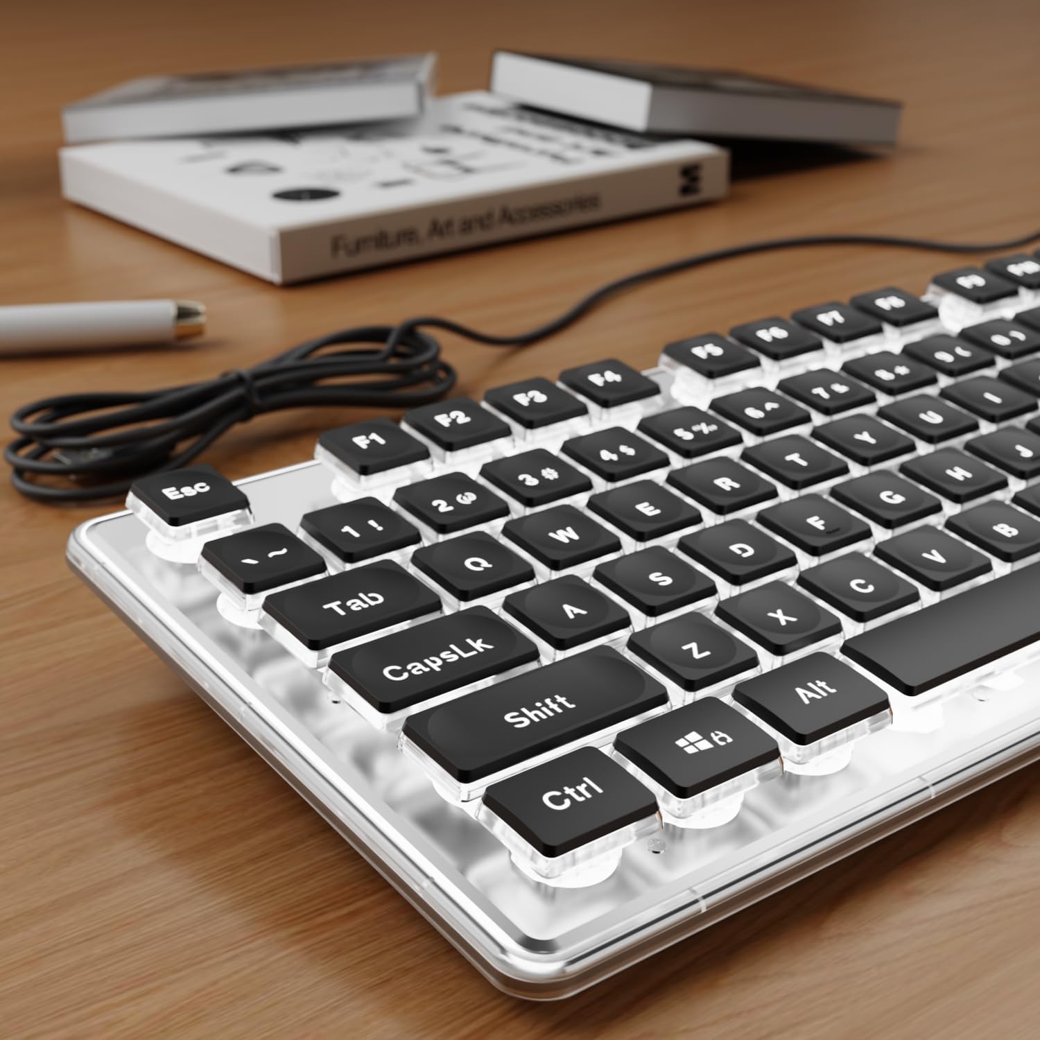 TECLADO CON CABLE SEUNKWANG GX710S RETROILUMINADO BLANCO - 1