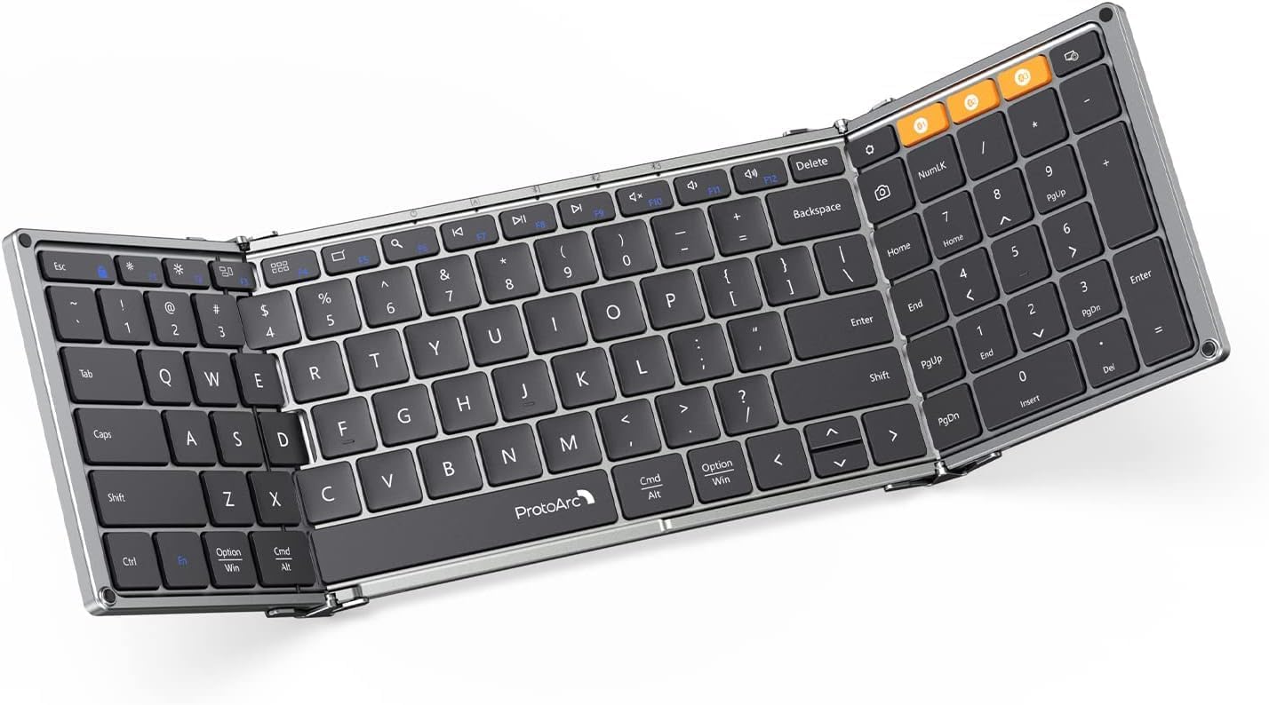 TECLADO PLEGABLE BLUETOOTH PROTOARC XK01 FULL-SIZE GRIS ESPACIAL - 1